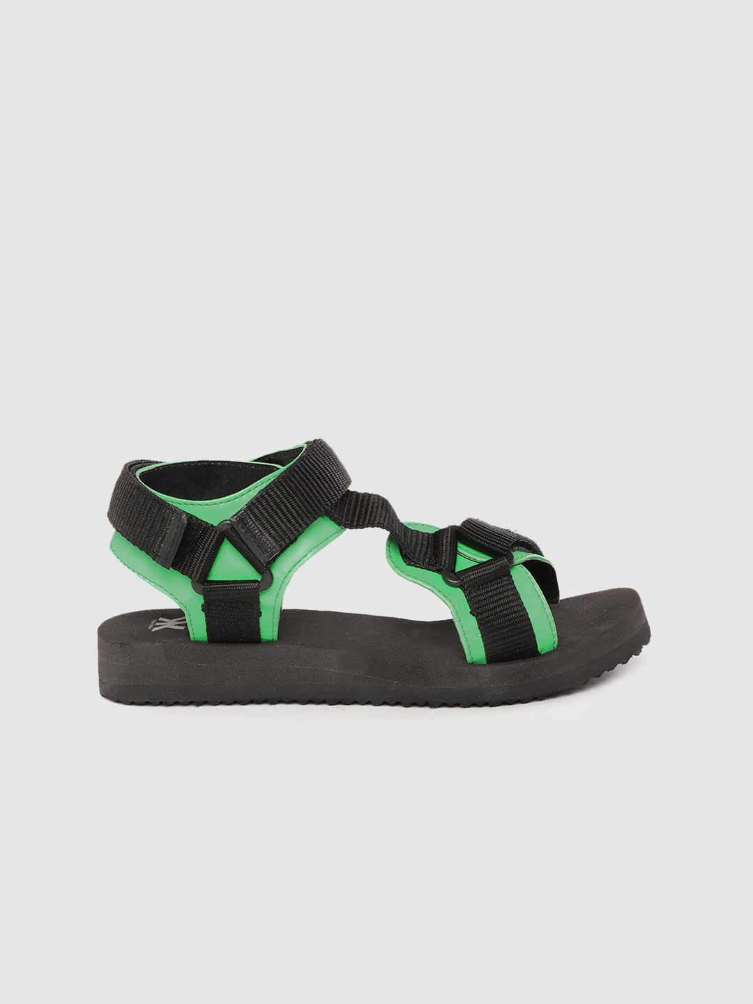Kook N Keech Women Black & Green Colourblocked Sports Sandals Price in India