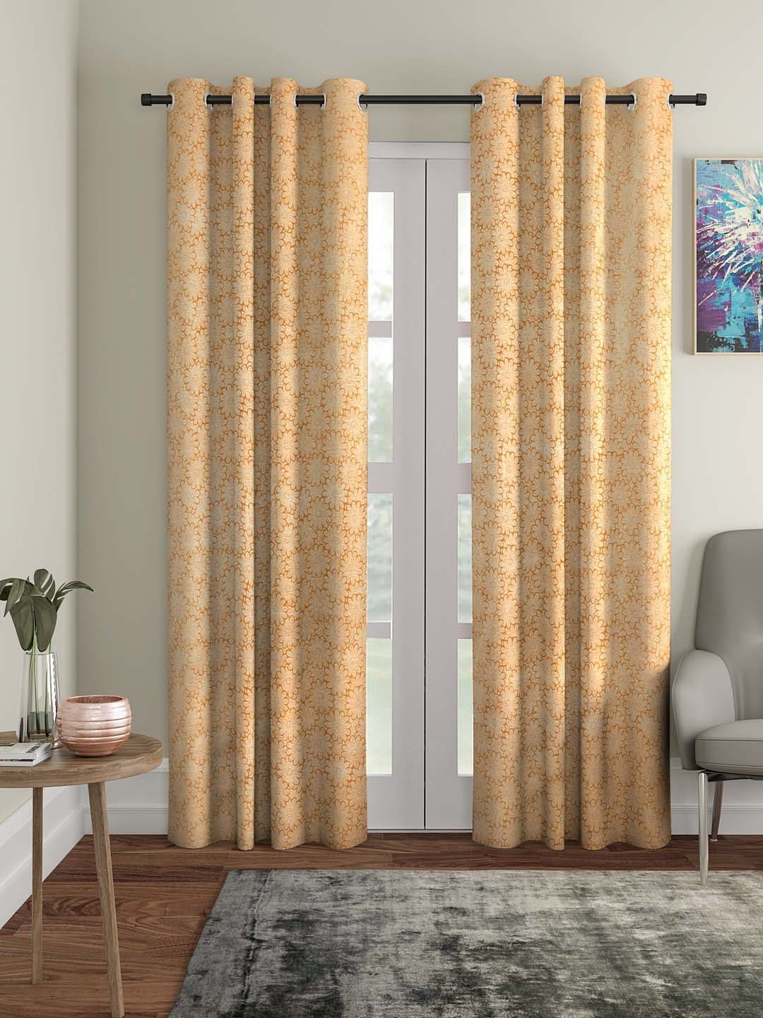 Cortina Yellow Set of 2   Long Door Curtains Price in India