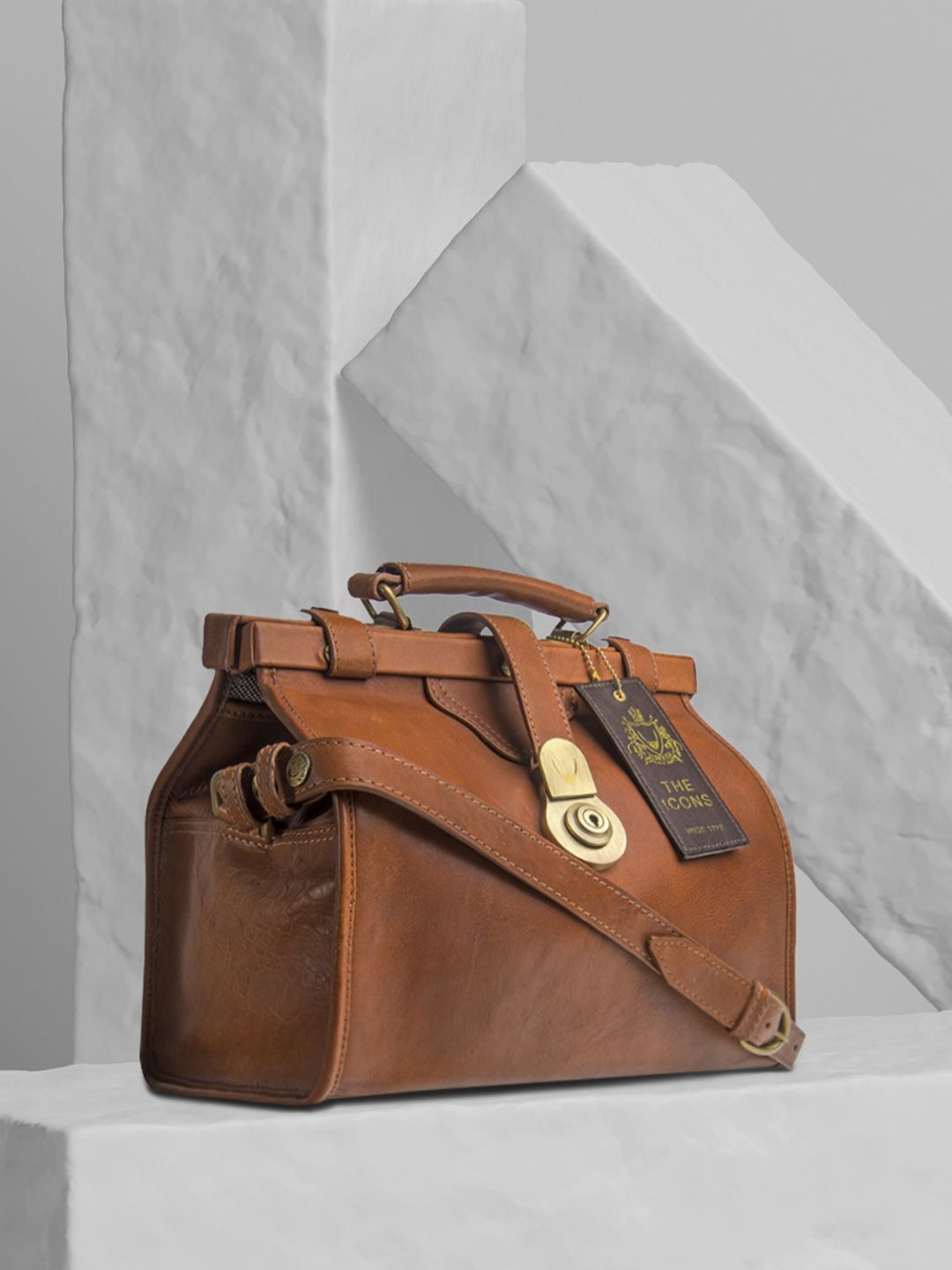 Hidesign Tan Brown Solid Leather Handheld Bag Price in India