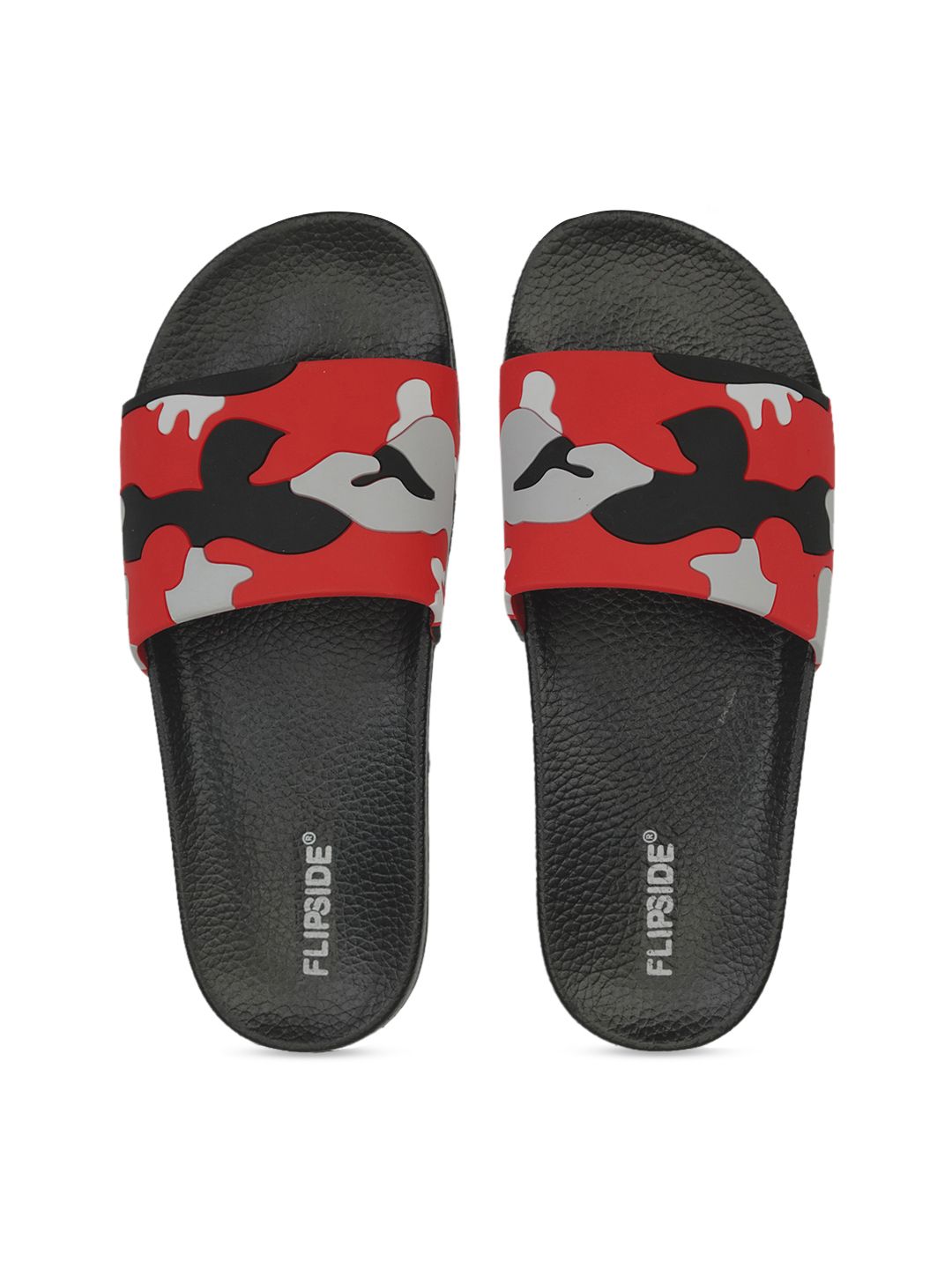 Flipside Women Red & Black Textured Sliders Price in India