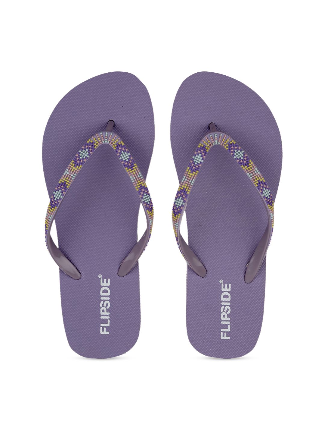 Flipside Women Purple & Yellow Textured Thong Flip-Flops Price in India