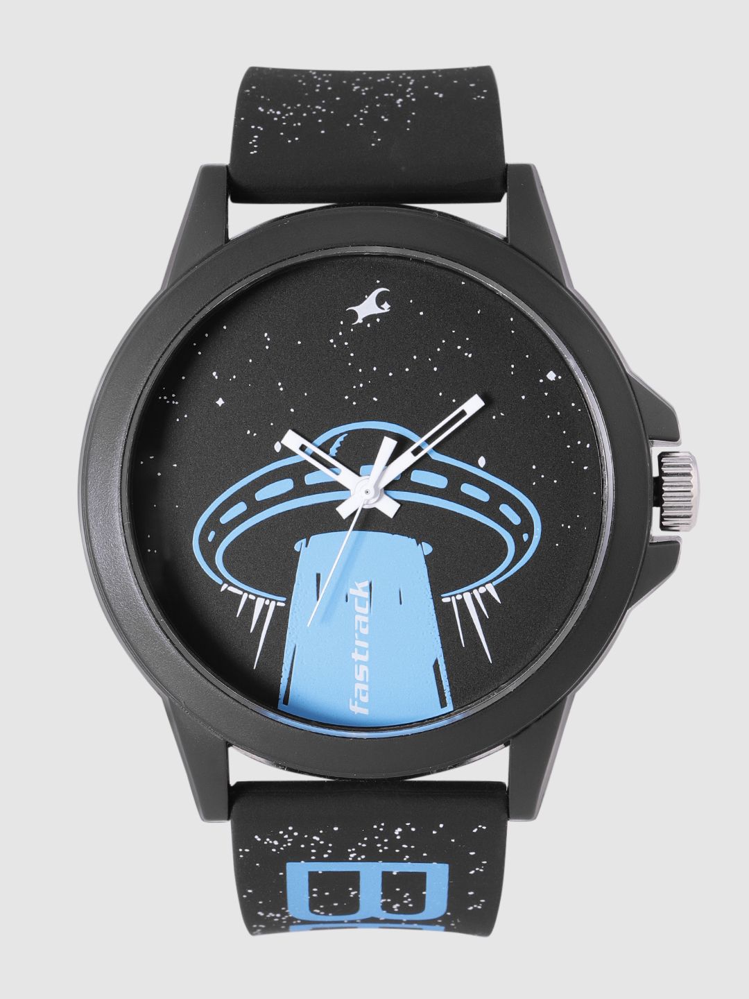 Fastrack Unisex Black & Blue Printed Analogue Watch 38024PP56 Price in India