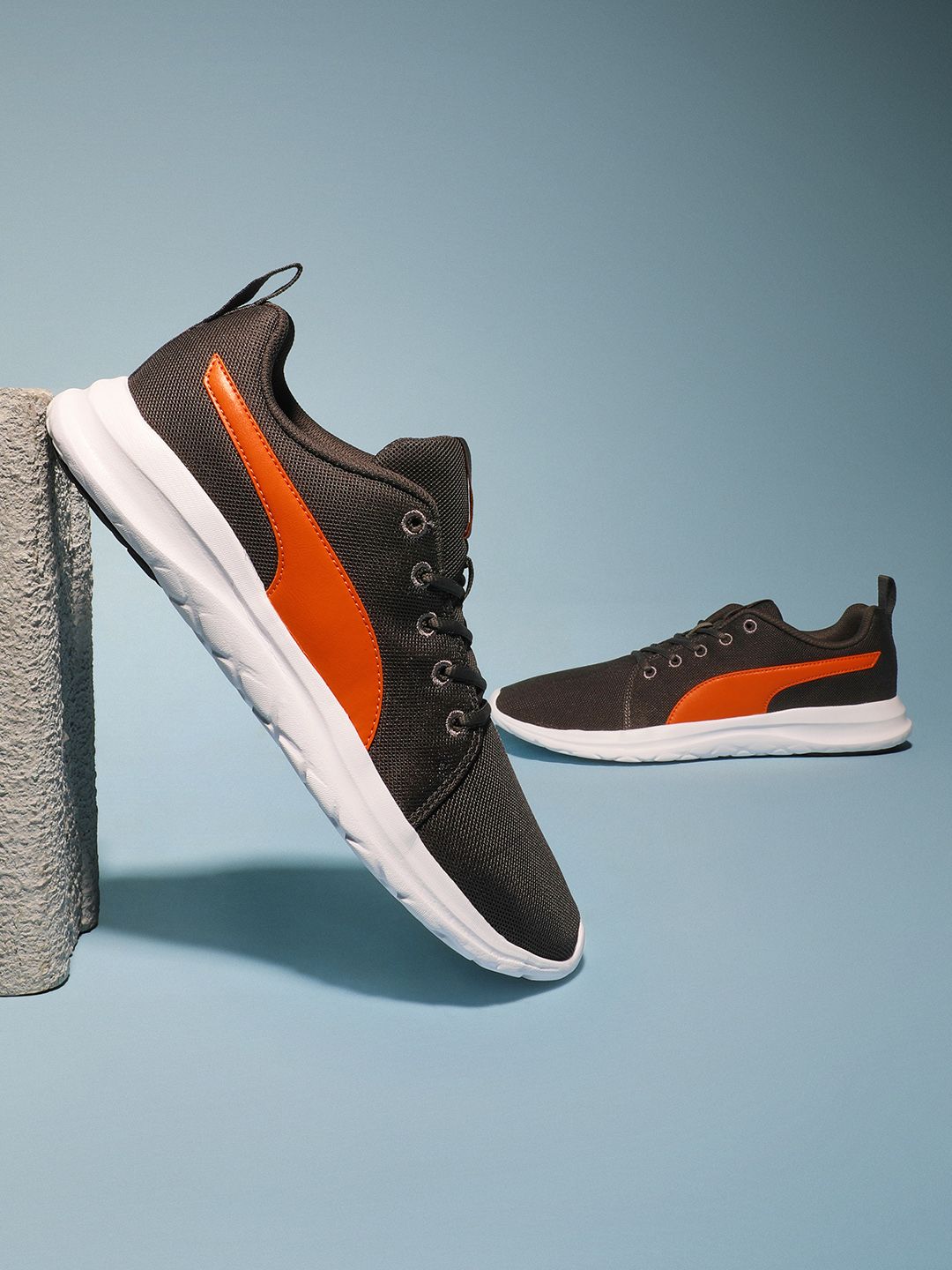 Puma Men Grey & Orange Dryflex IDP Sneakers