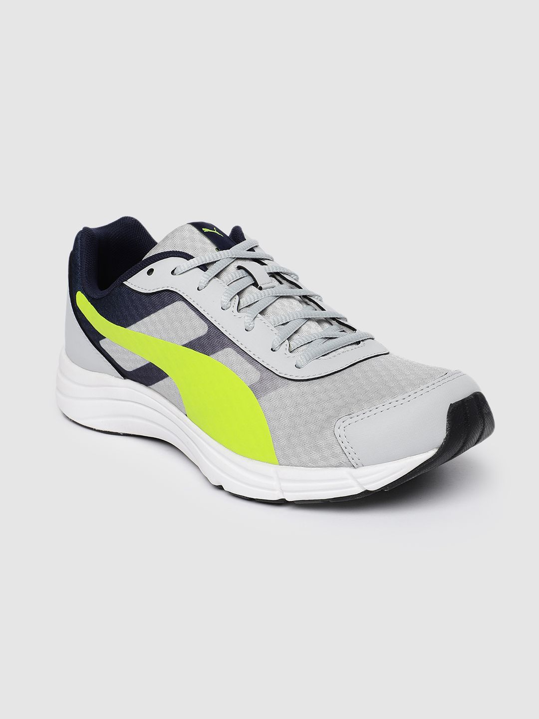 Puma Men Grey & Fluorescent Green Colourblocked Supernova IDP Running Shoes