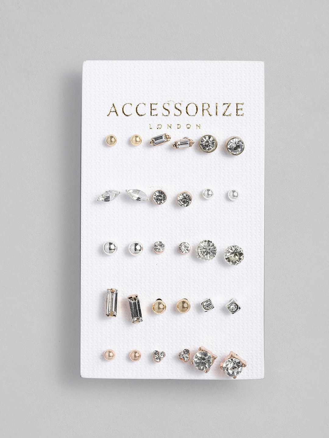 Accessorize Gunmetal-Toned Set Of 15 Contemporary Studs Price in India