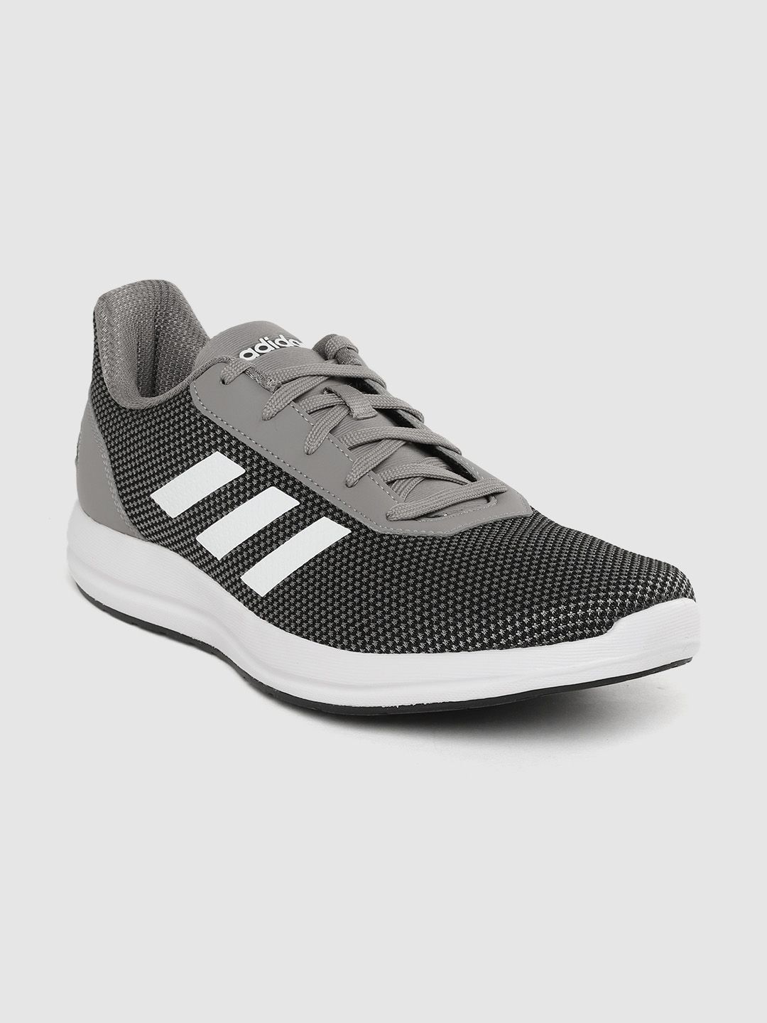 ADIDAS Men Black & Grey Rush Woven Design Running Shoes