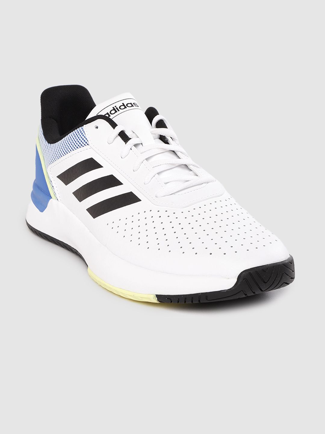 ADIDAS Men White Perforated Courtsmash Tennis Shoes