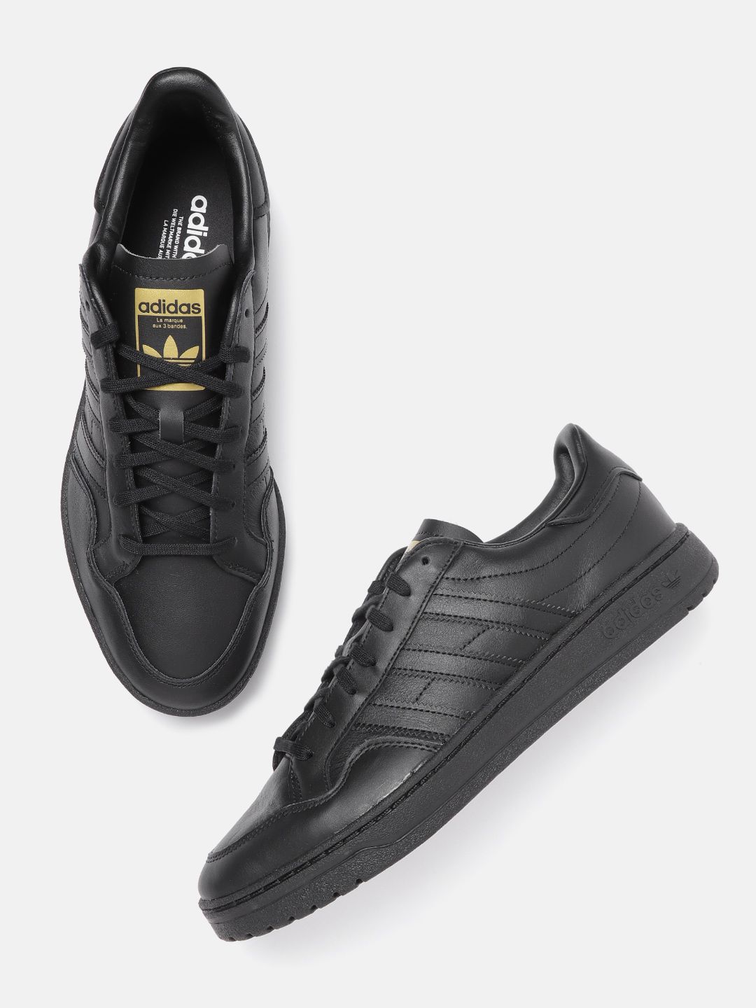 ADIDAS Originals Men Black Leather Team Court Sneakers