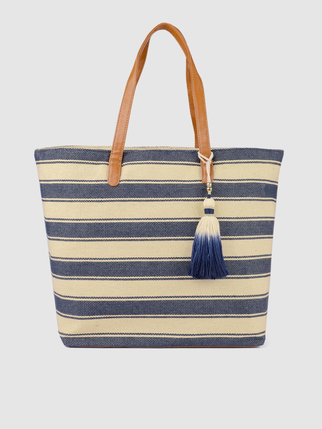 Accessorize Navy Blue & Off-White Striped Shoulder Bag Price in India