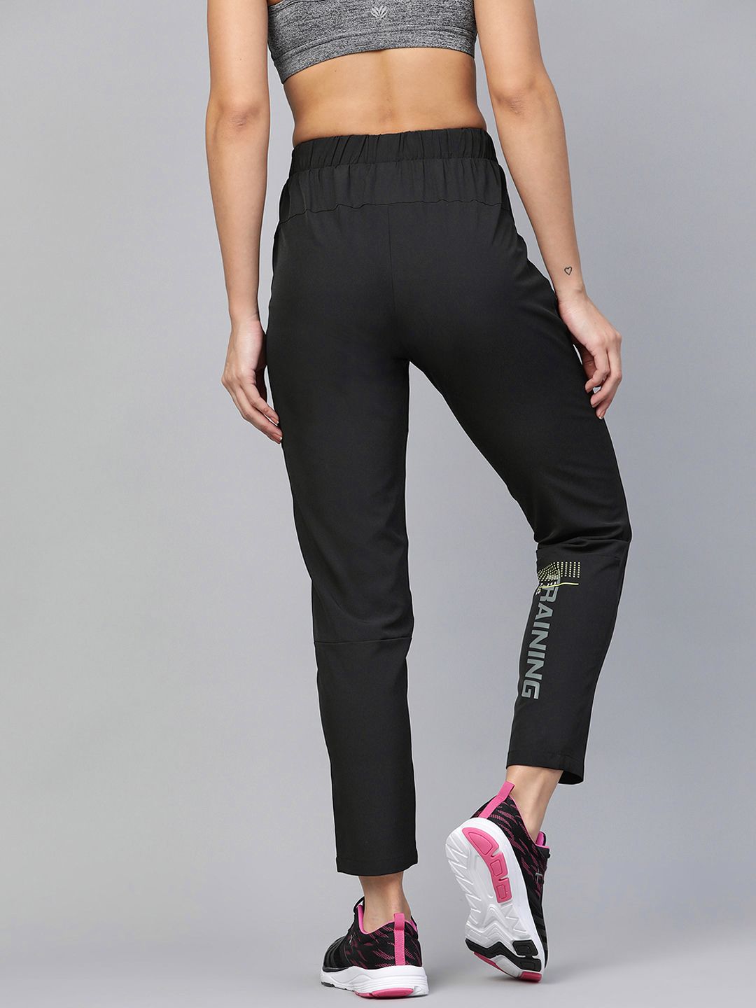 HRX by Hrithik Roshan Women Black Slim Fit Rapid-Dry Antimicrobial Training Track Pants Price in India