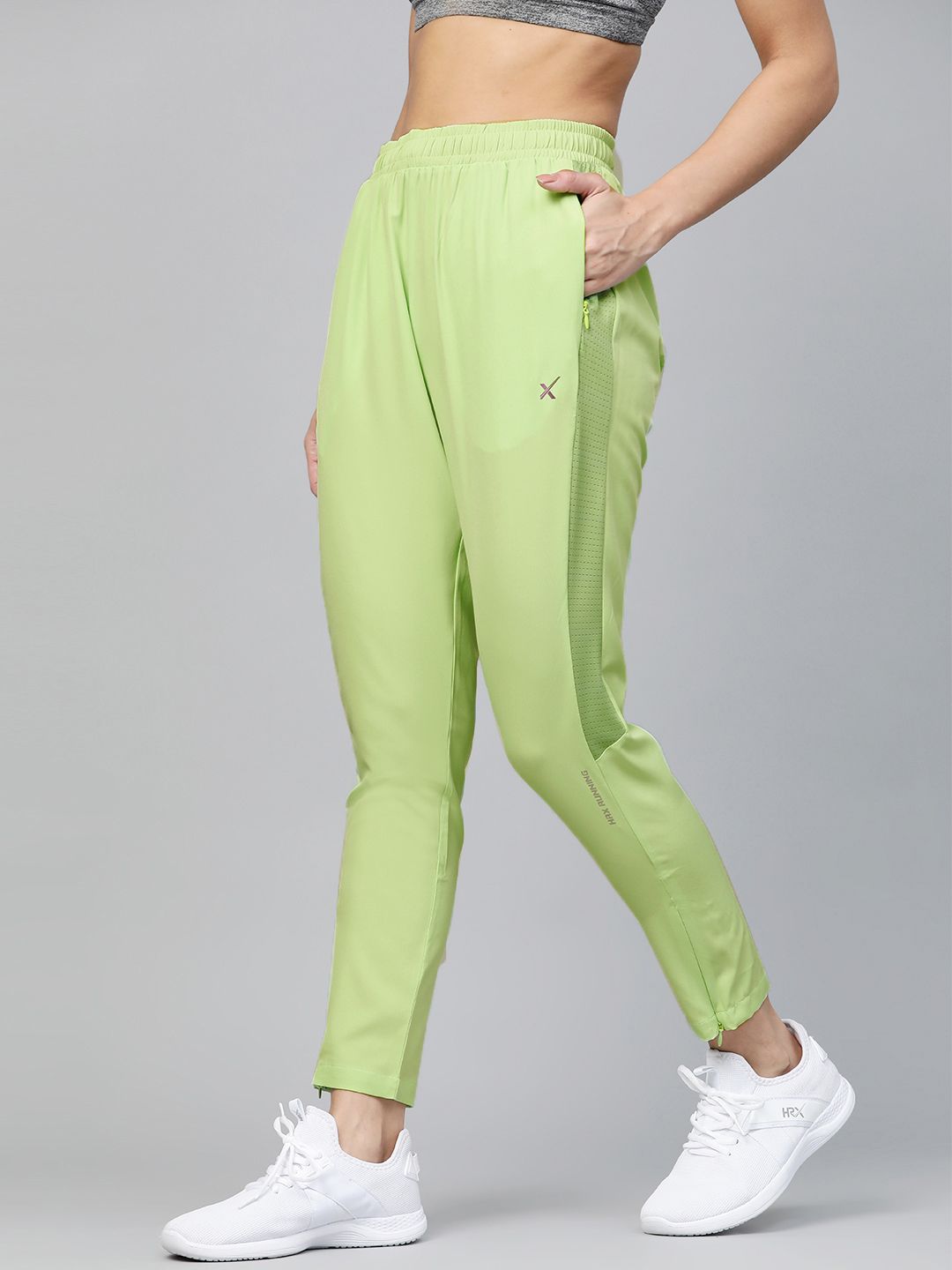 HRX by Hrithik Roshan Women Sap Green Slim Fit Rapid-Dry Antimicrobial Running Track Pants Price in India