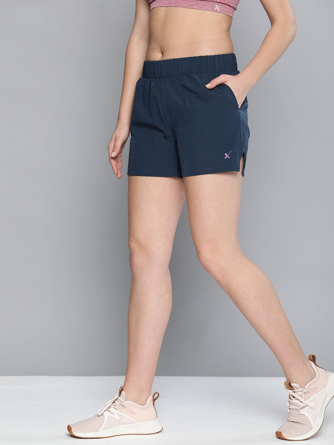 HRX by Hrithik Roshan Women Moonlit Ocean Solid Regular Fit Rapid-Dry Running Shorts Price in India