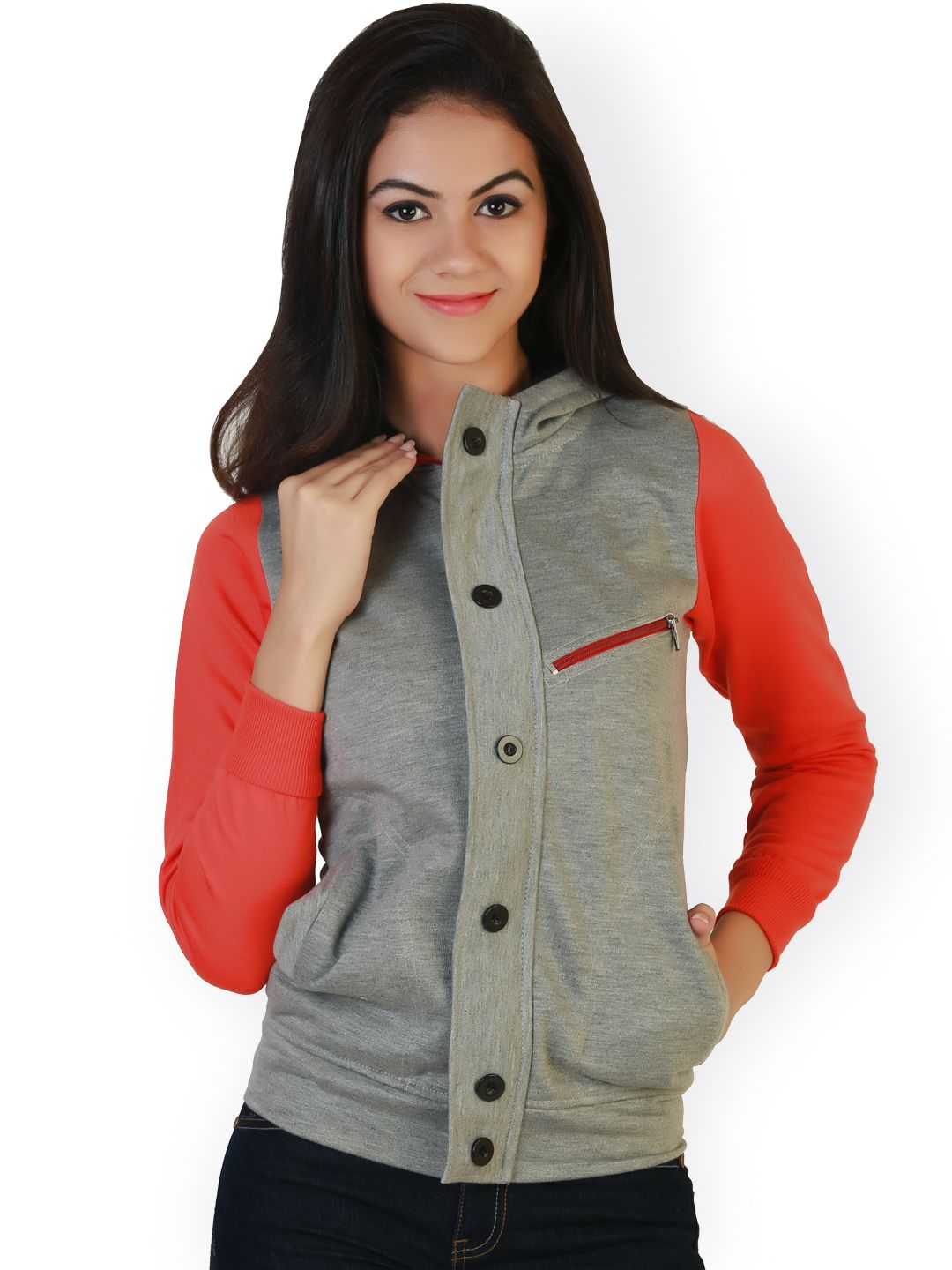Belle Fille Grey & Orange Jacket Price in India