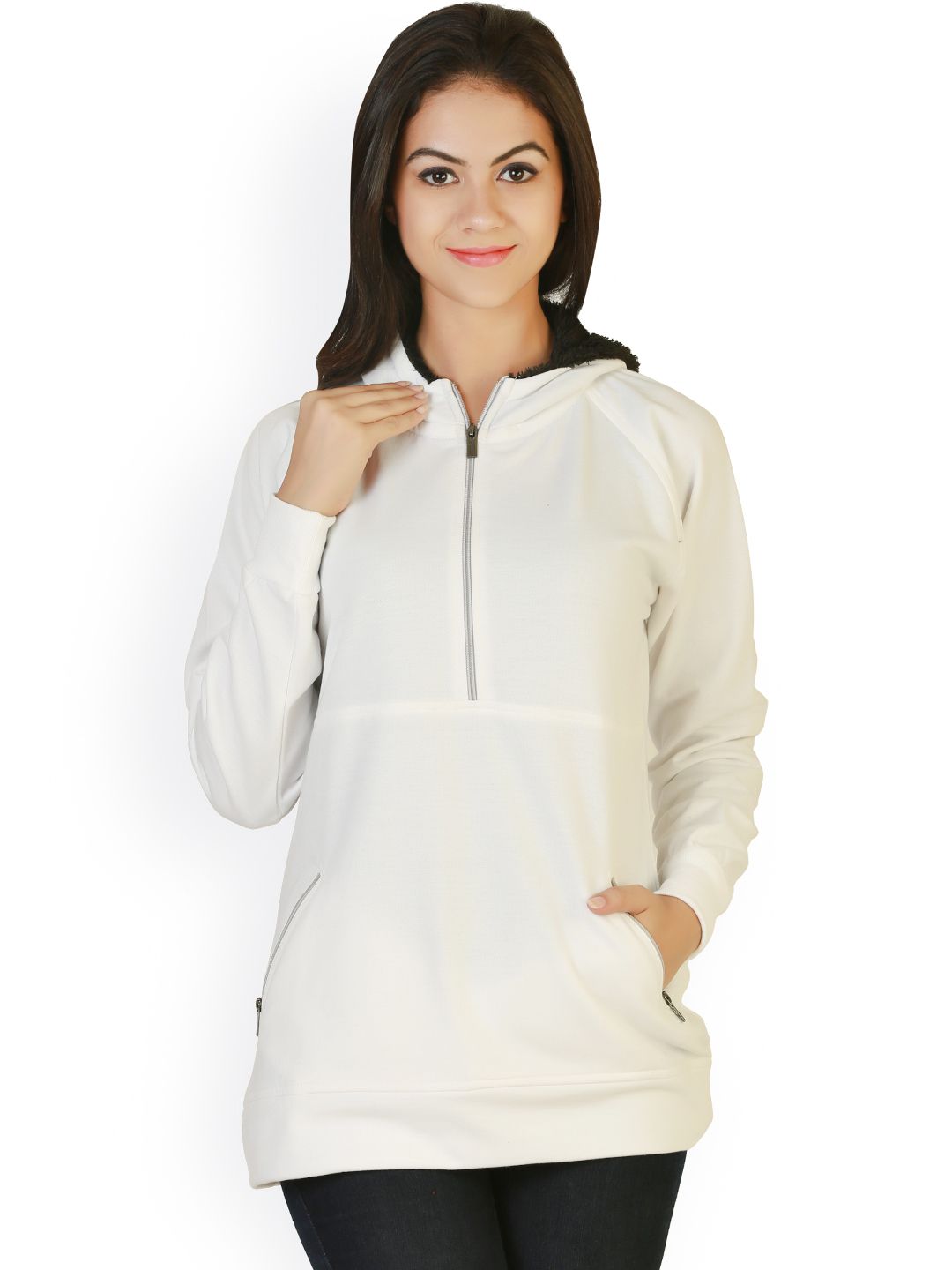 Belle Fille White Hooded Sweatshirt Price in India