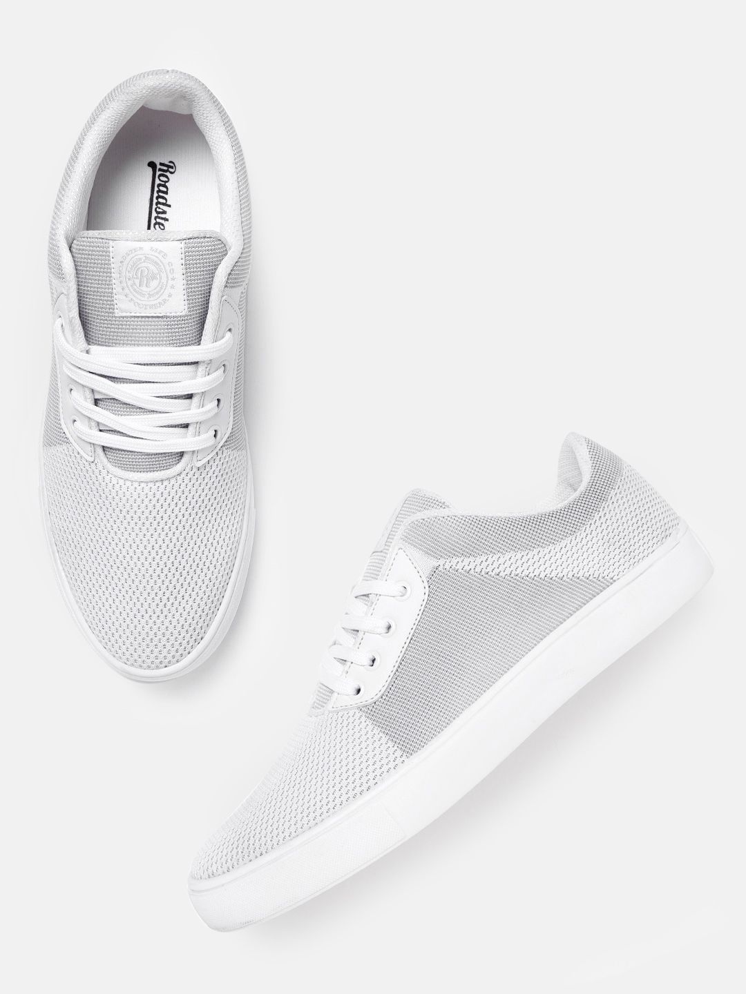 Roadster Men Grey & White Colourblocked Sneakers