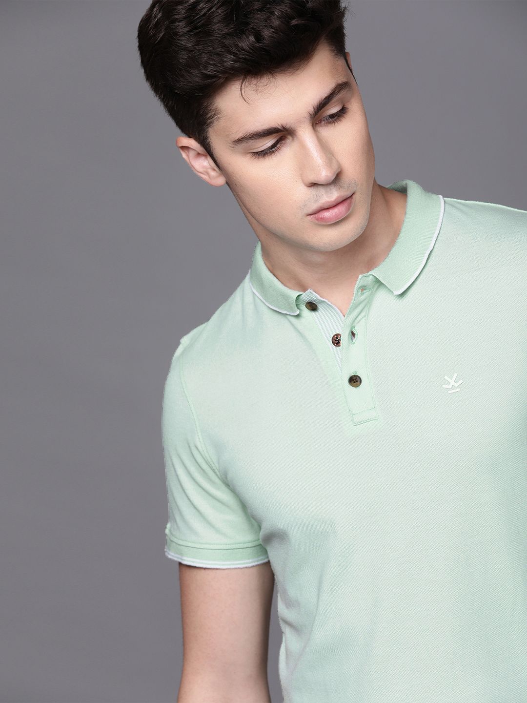 WROGN Men Sea Green Solid Polo Collar T-shirt
