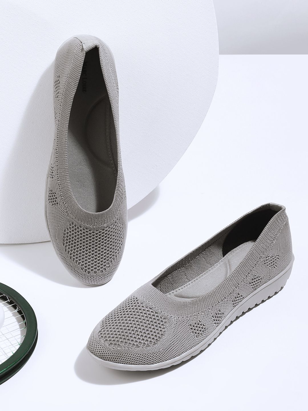 Marc Loire Women Grey Woven Design Ballerinas Price in India