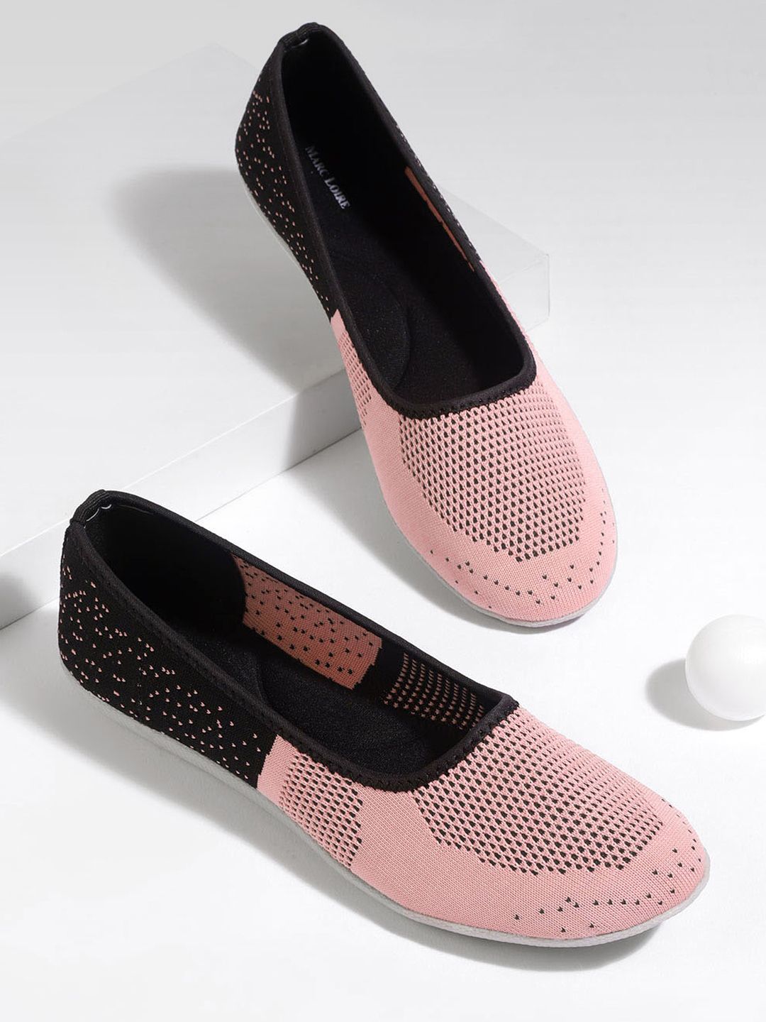 Marc Loire Women Pink & Black Colourblocked Ballerinas