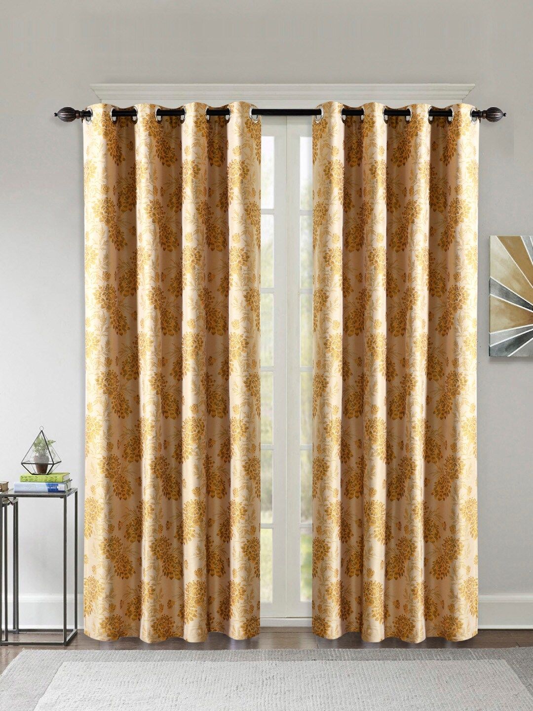 Deco Window Beige & Brown Set of 2 Curtain Curtains Price in India