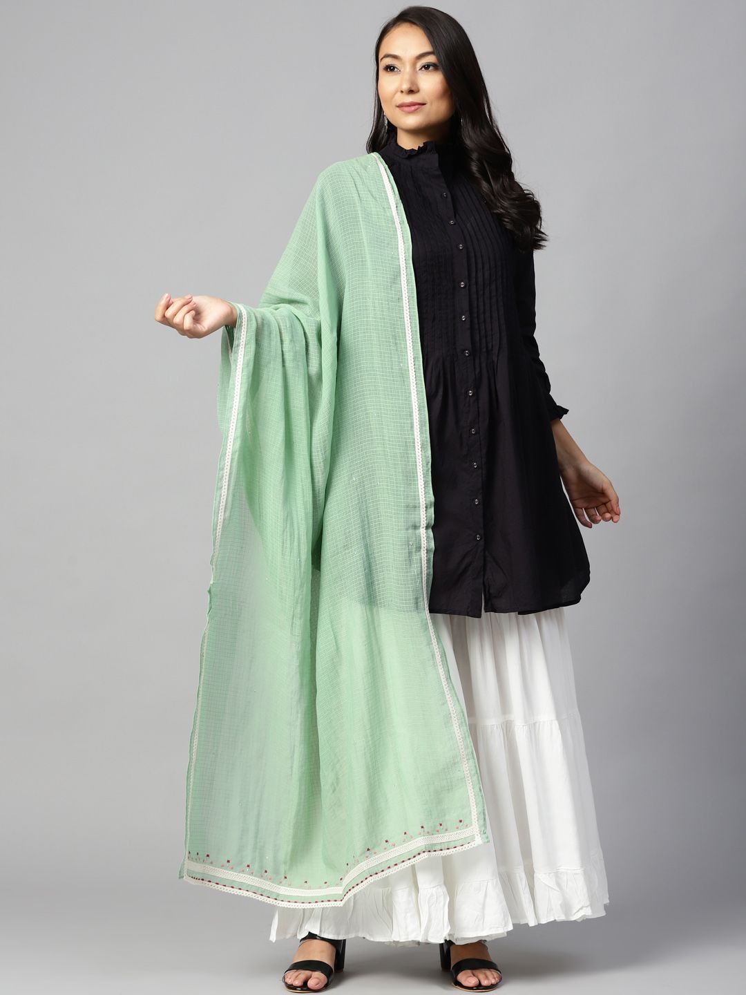 W Green Solid Dupatta Price in India