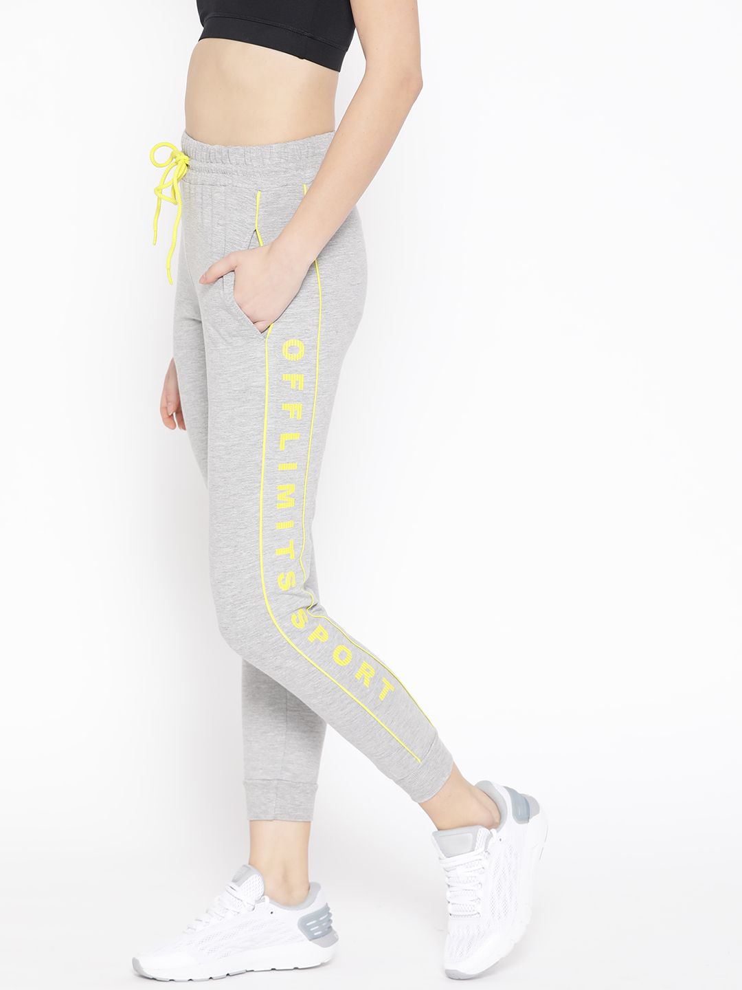 OFF LIMITS Women Grey Melange Solid Straight Fit Training Joggers Price in India