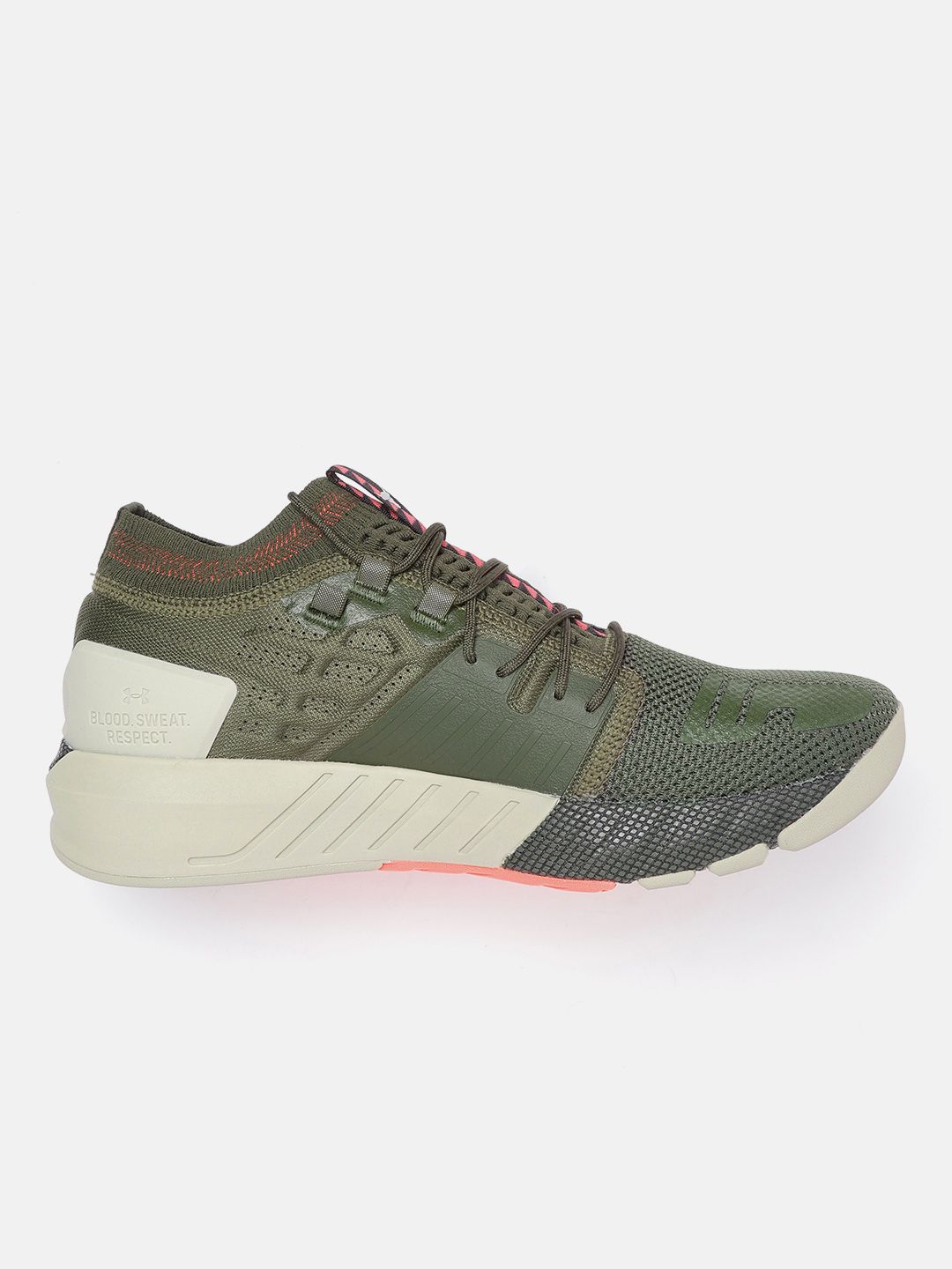 Buy UNDER ARMOUR Men Olive Green Woven Design Project Rock 2  display picture 2
