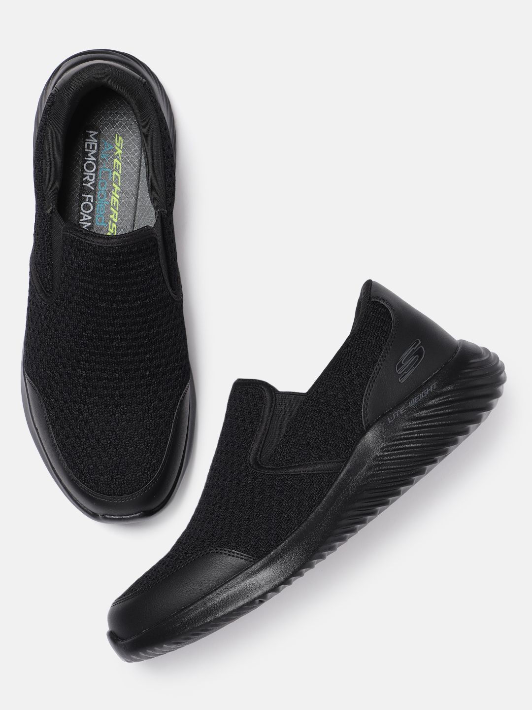 Skechers Men Black BOUNDER VERTVILLE Slip-On Sneakers