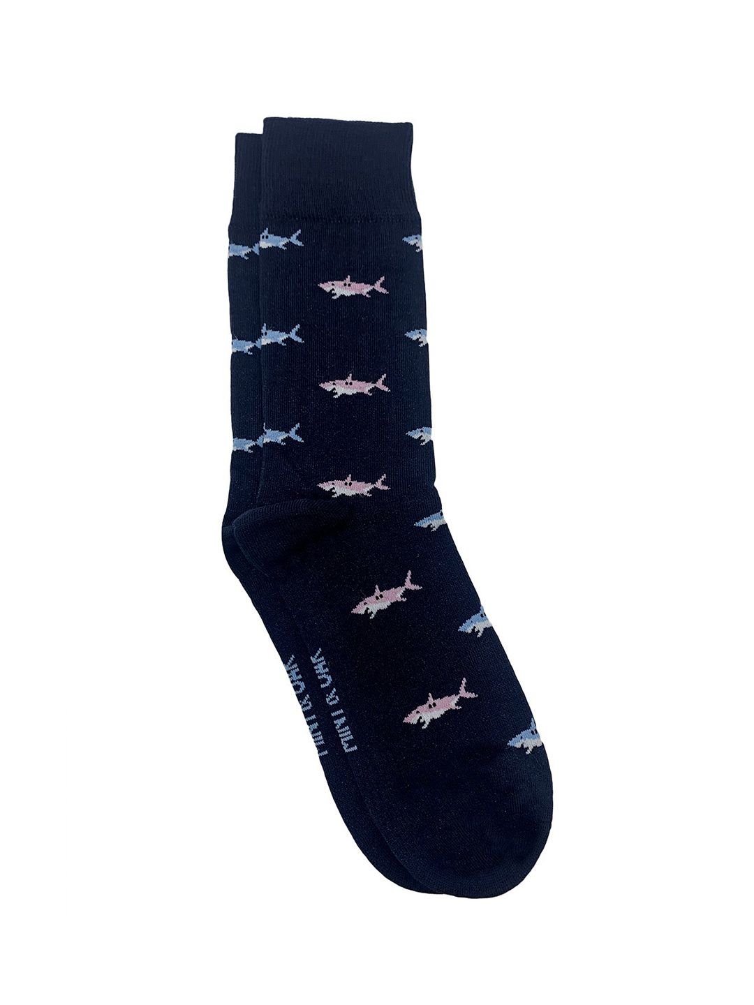 Mint & Oak Men Navy Blue Patterned Calf-Length Socks