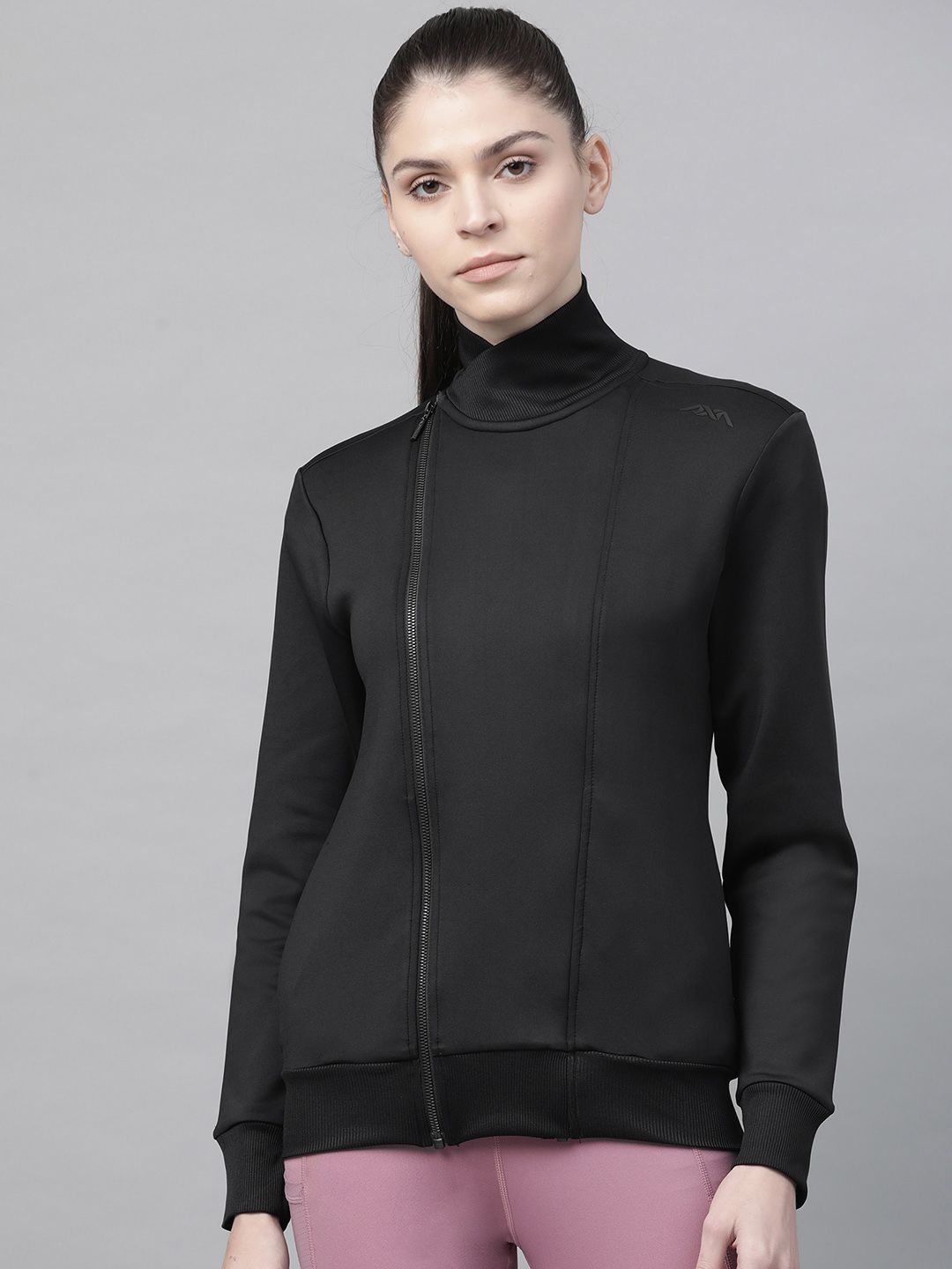Alcis Nari Women Black Solid Lightweight Sporty Jacket Price in India