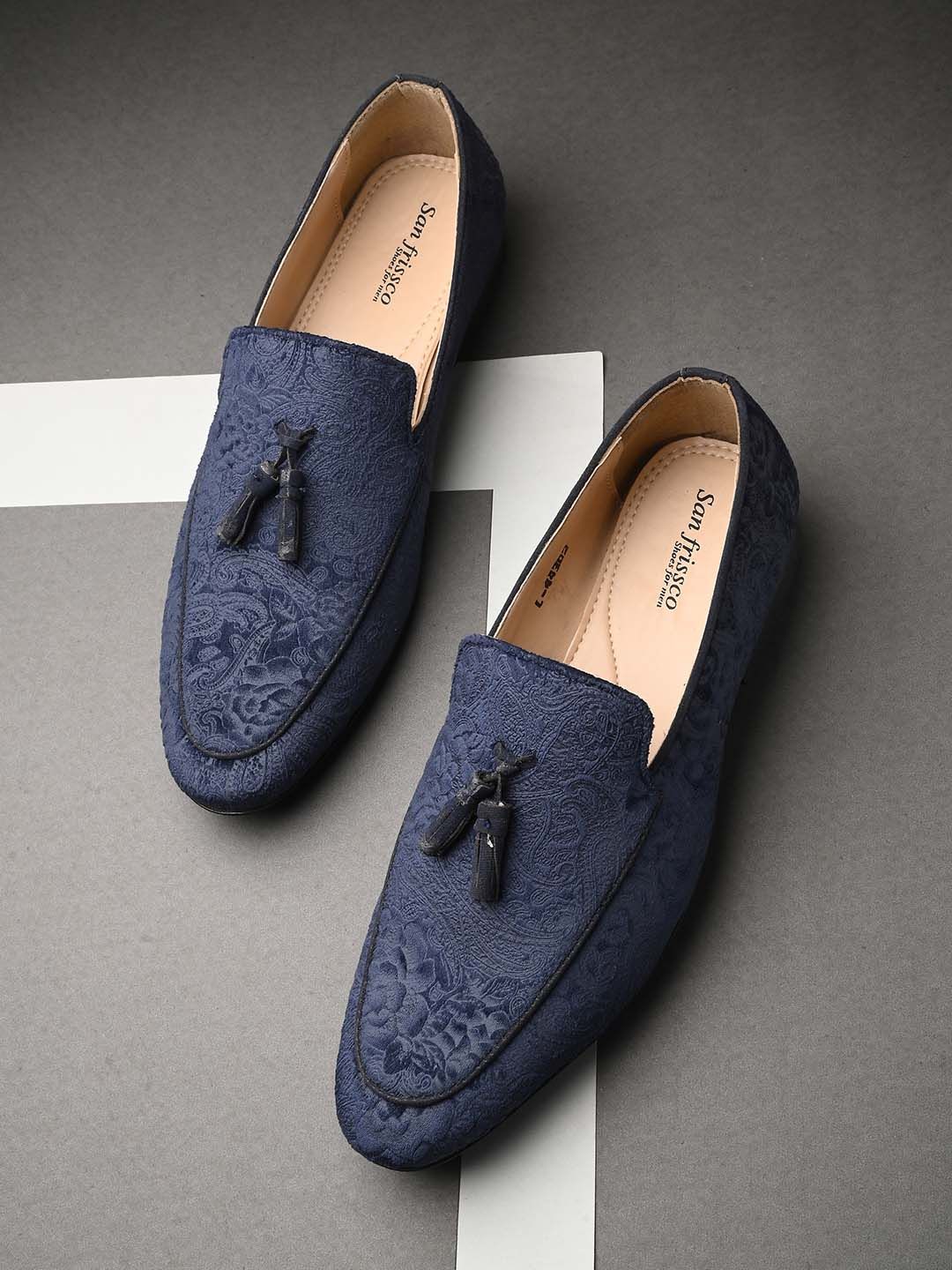 San Frissco Men Blue Printed Party Loafers