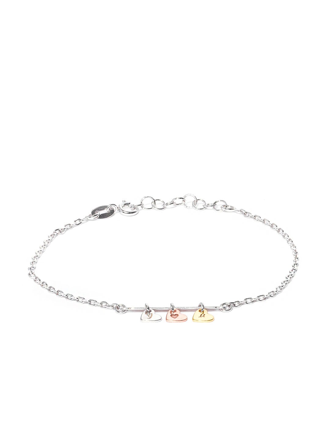 Carlton London Silver-Toned & Gold-Toned Rhodium-Plated Charm Bracelet Price in India