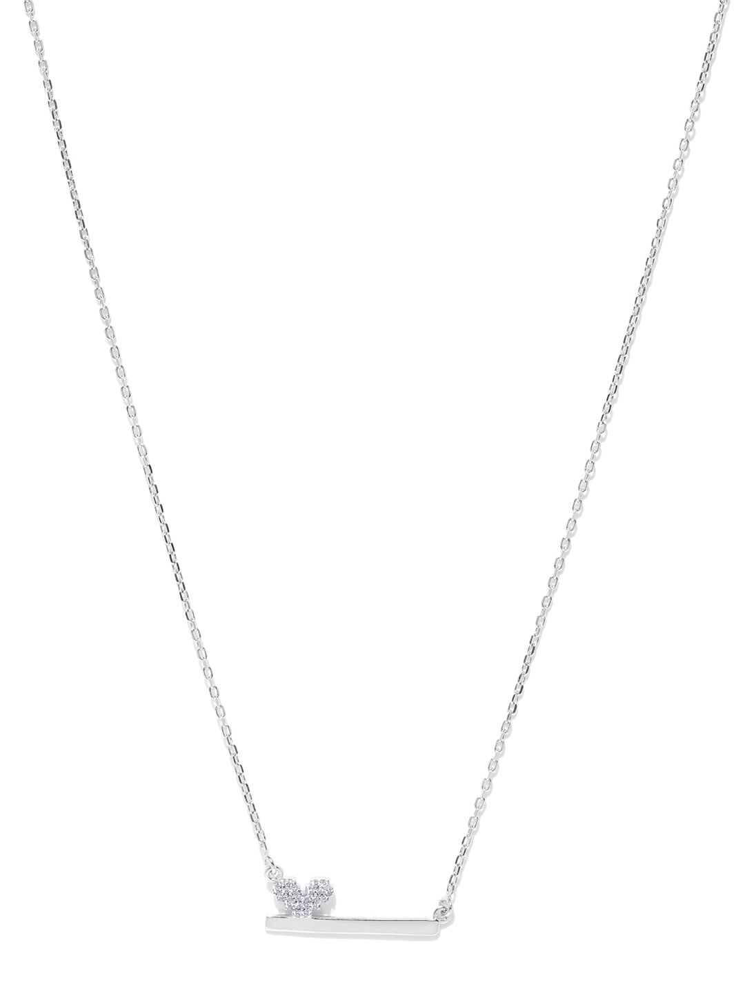 Carlton London Silver-Toned Rhodium-Plated CZ-Studded Necklace Price in India