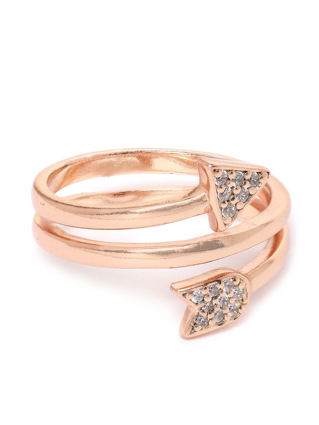 Carlton London Women Rose Gold-Plated CZ-Studded Adjustable Finger Ring Price in India