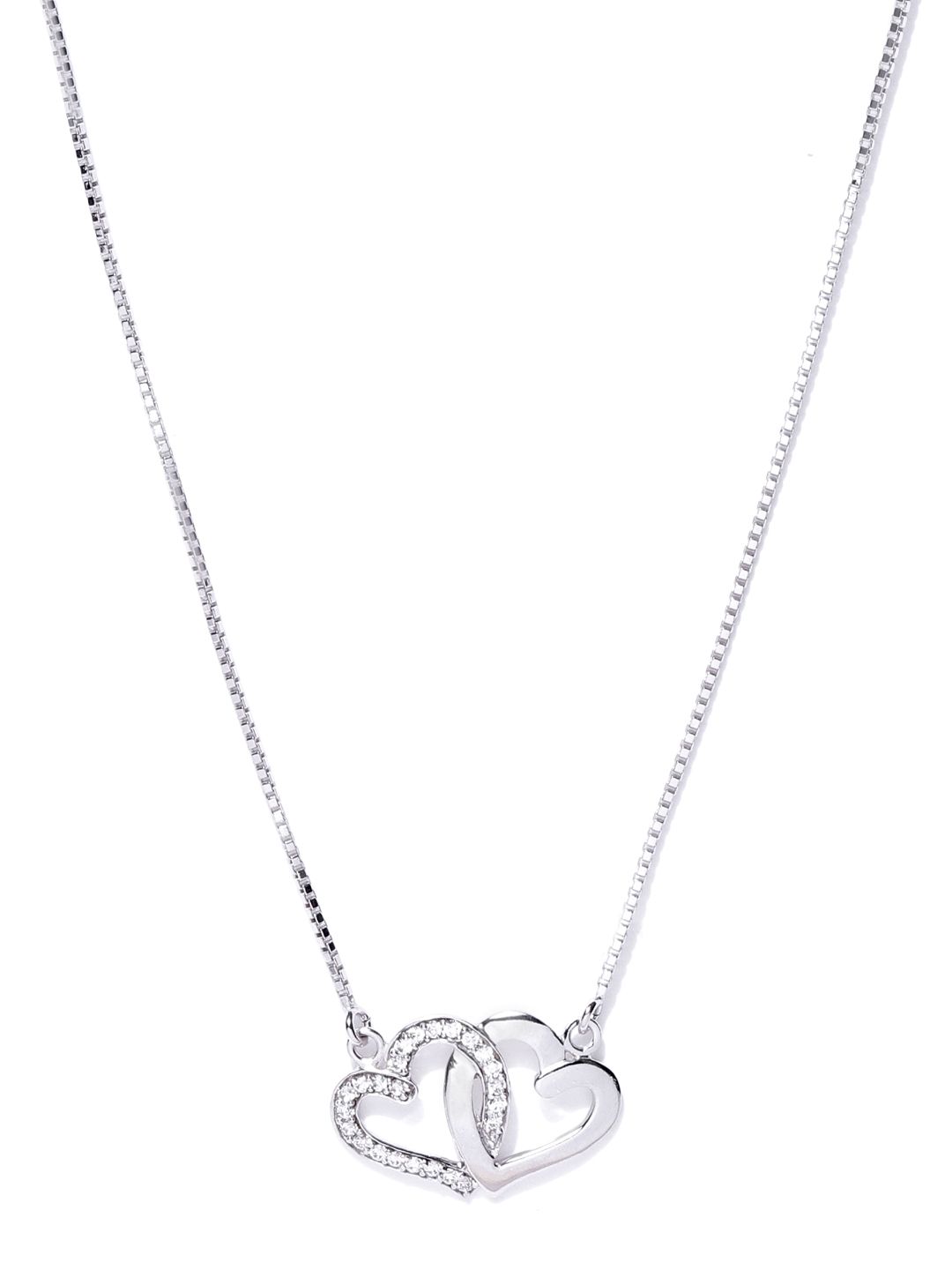 Carlton London Silver-Toned Rhodium-Plated CZ-Studded Necklace Price in India