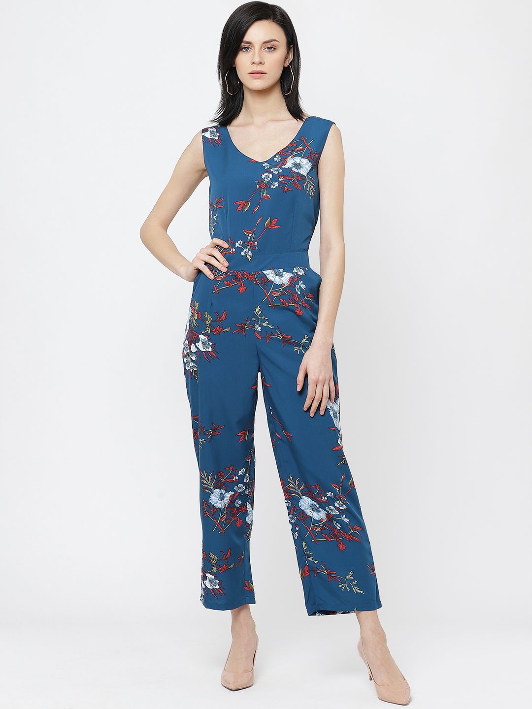 Deewa Women Navy Blue & Red Printed Basic Jumpsuit Price in India