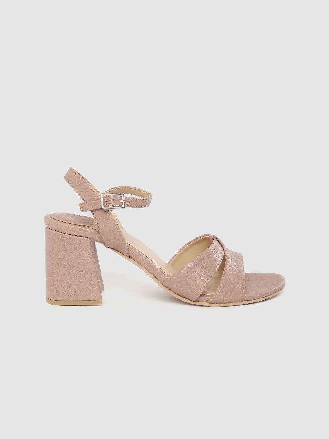 her by invictus Women Dusty Pink Solid Block Heels Price in India