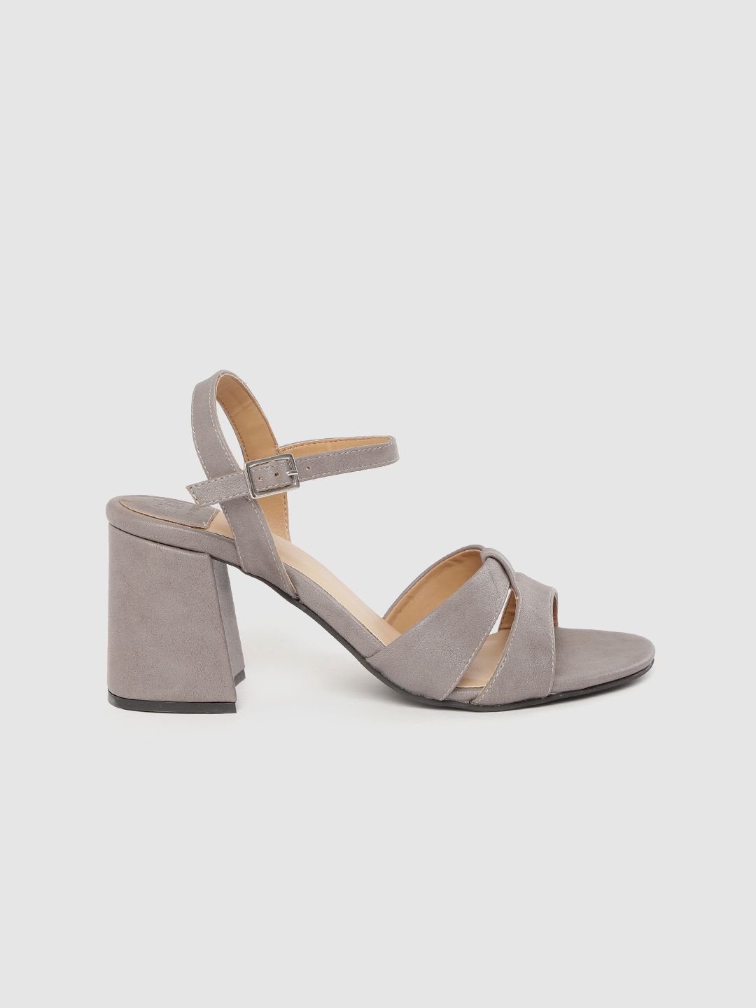 her by invictus Women Grey Solid Block Heels Price in India