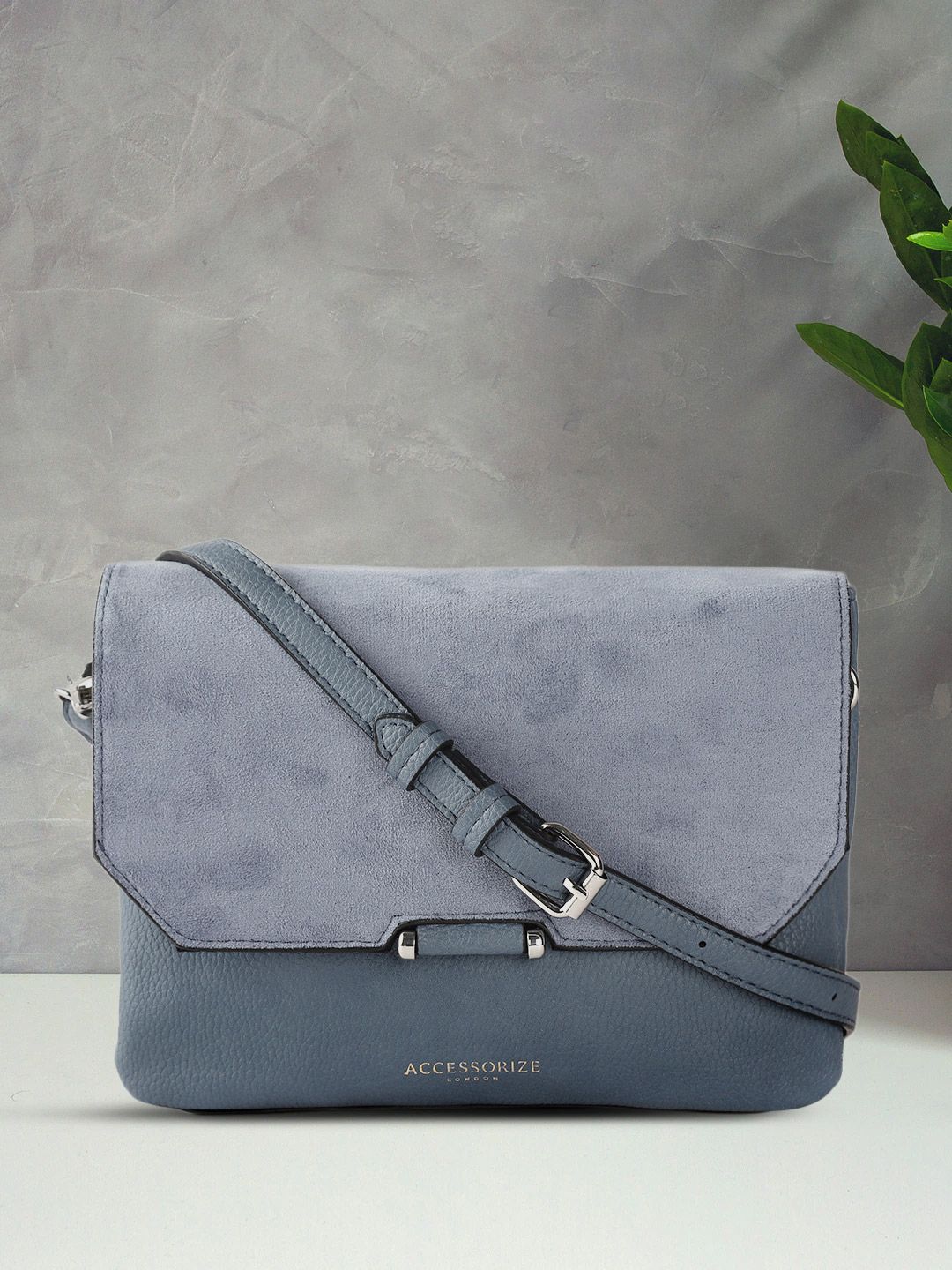 Accessorize Blue Solid Sling Bag Price in India