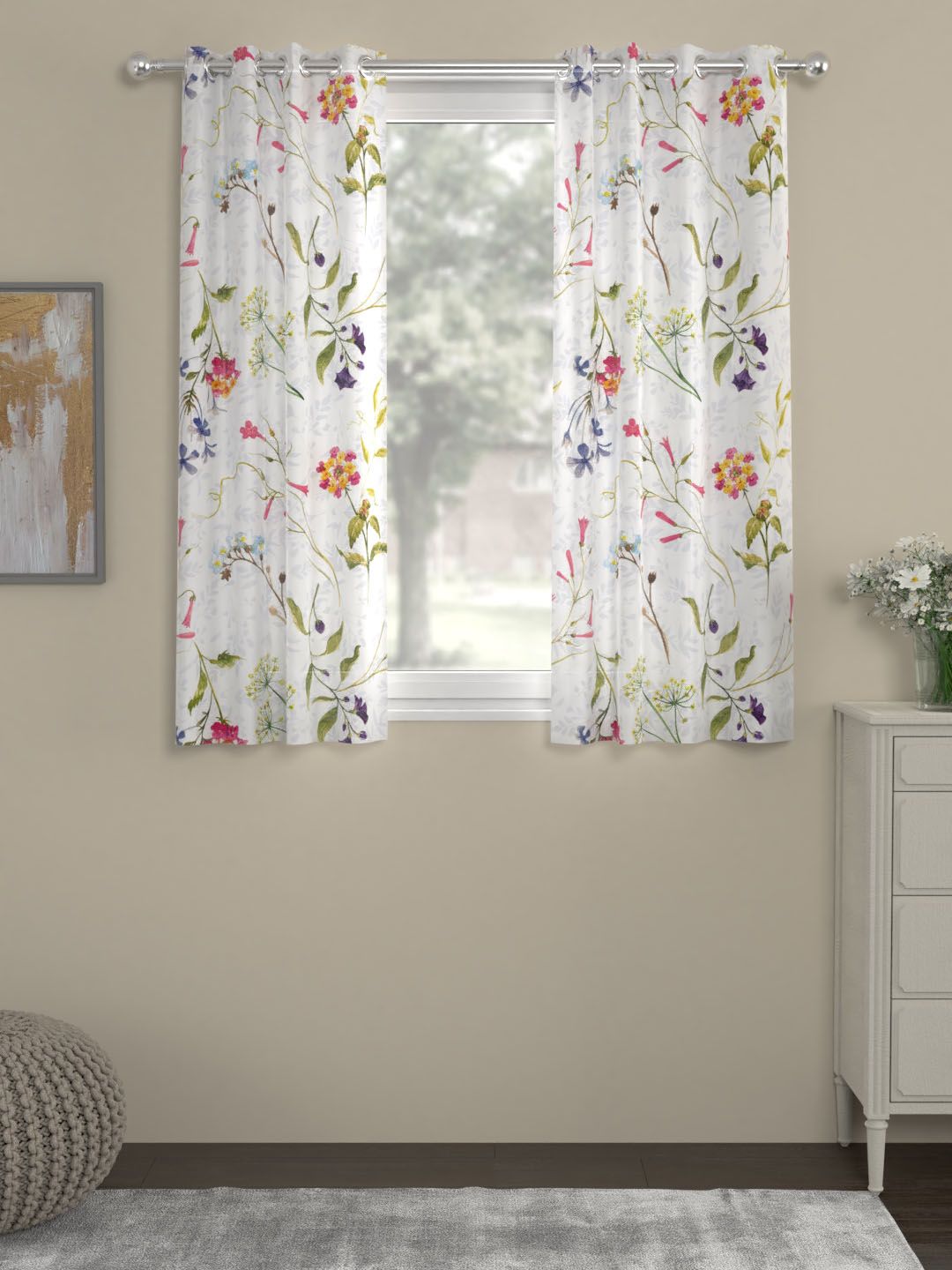 ROSARA HOME Multicoloured Set of 2 Window Curtains Price in India