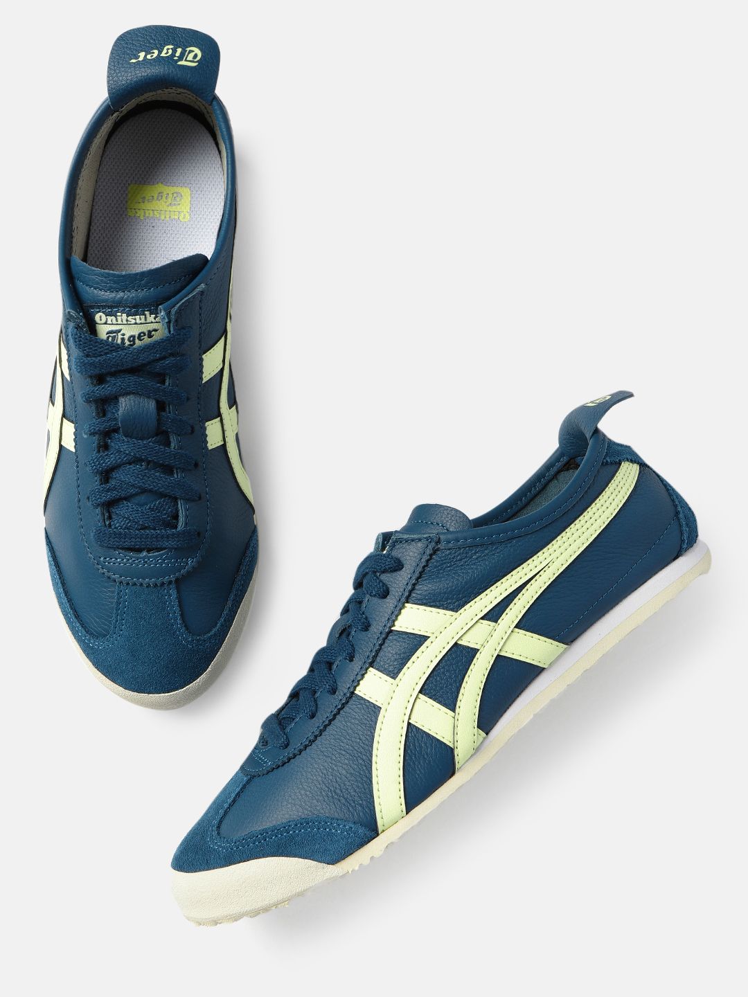 Buy Onitsuka Tiger Unisex Black Leather Sneakers Mexico 66