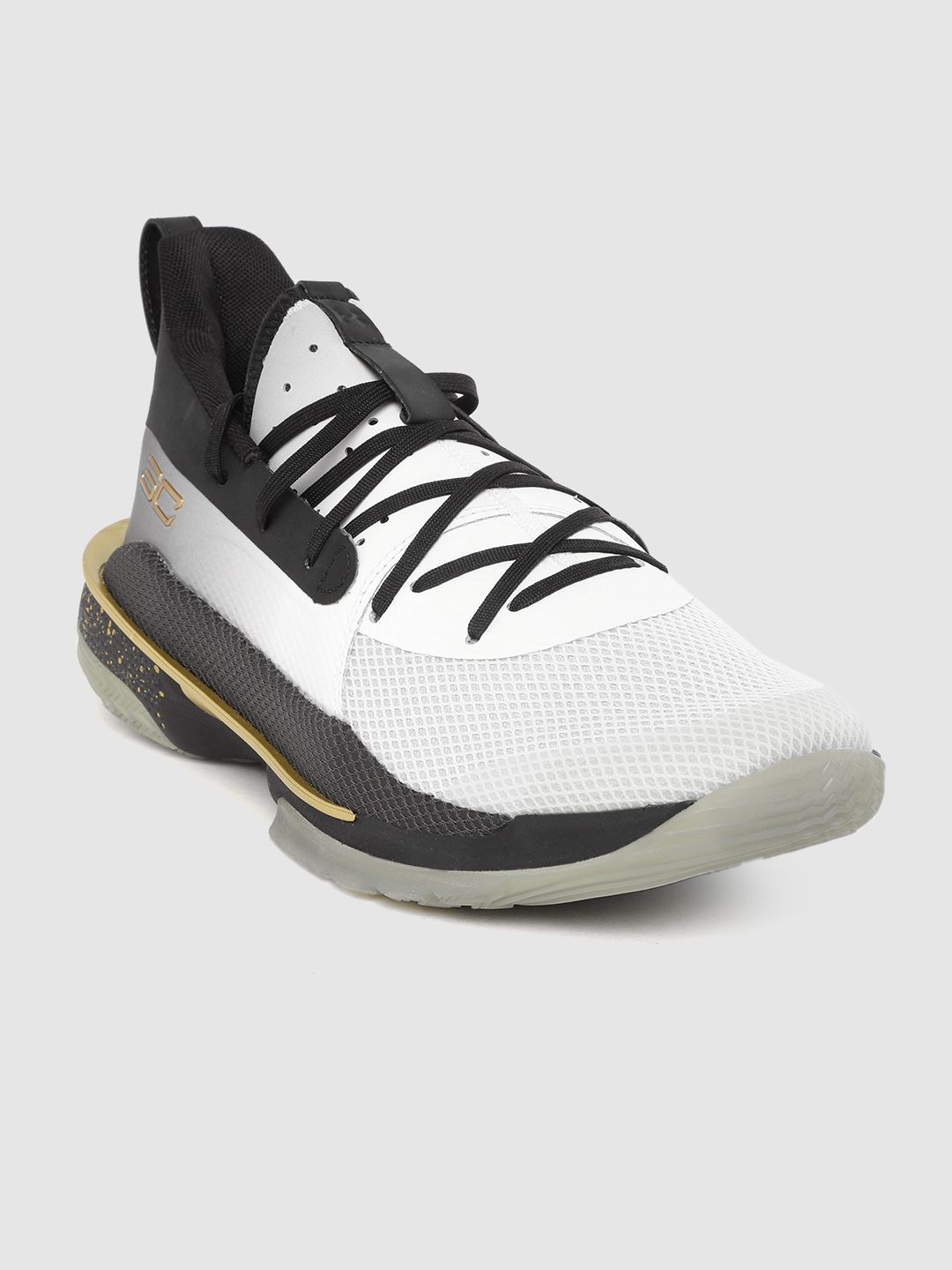 UNDER ARMOUR Men White & Black Curry 7 TB Basketball Shoes