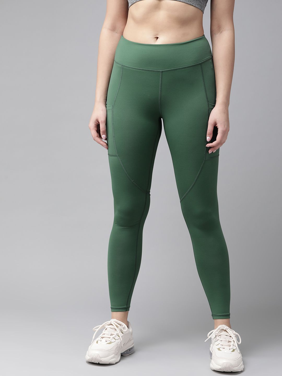 VOXATI Women Green Solid Gym Yoga Tights Price in India