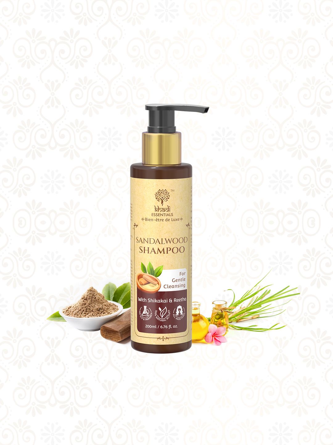 Khadi Essentials Sandalwood Bhringraj & Rose Hair Shampoo SLS Paraben Free for Hair Growth Price in India
