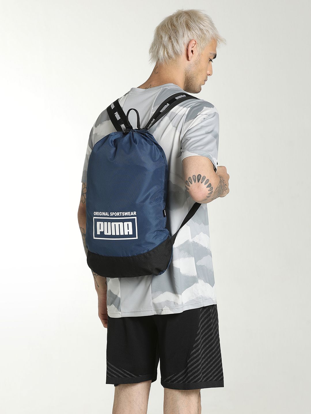 Puma Unisex Blue Brand Logo Print Backpack Price in India