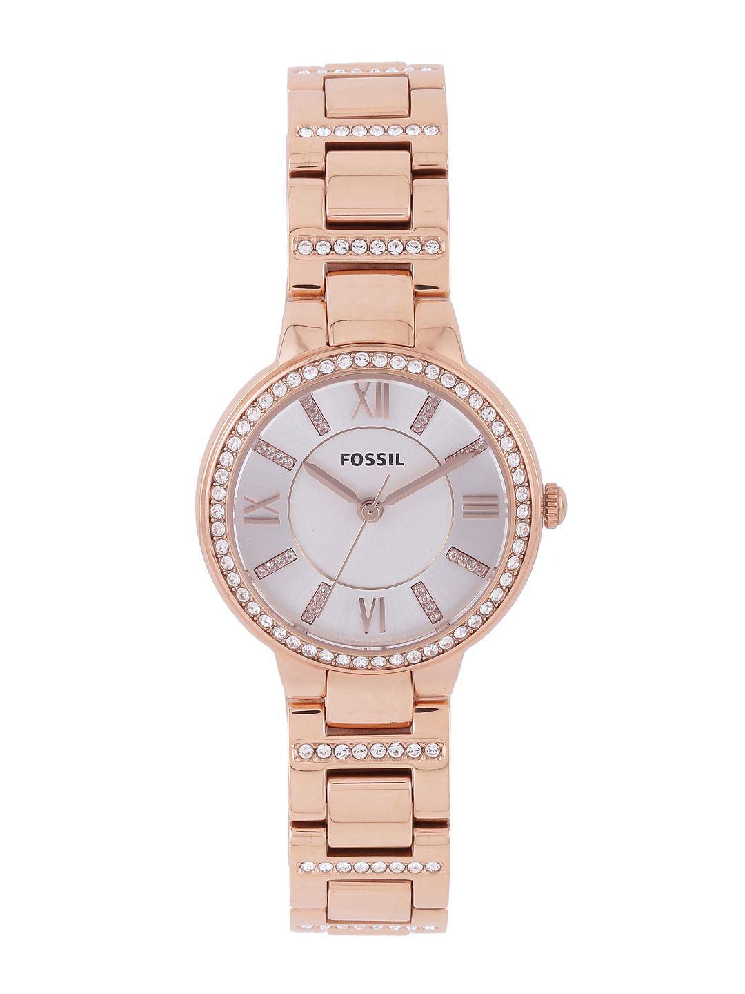 Fossil Women White & Silver-Toned Stone-Studded Dial Watch ES3284I Price in India