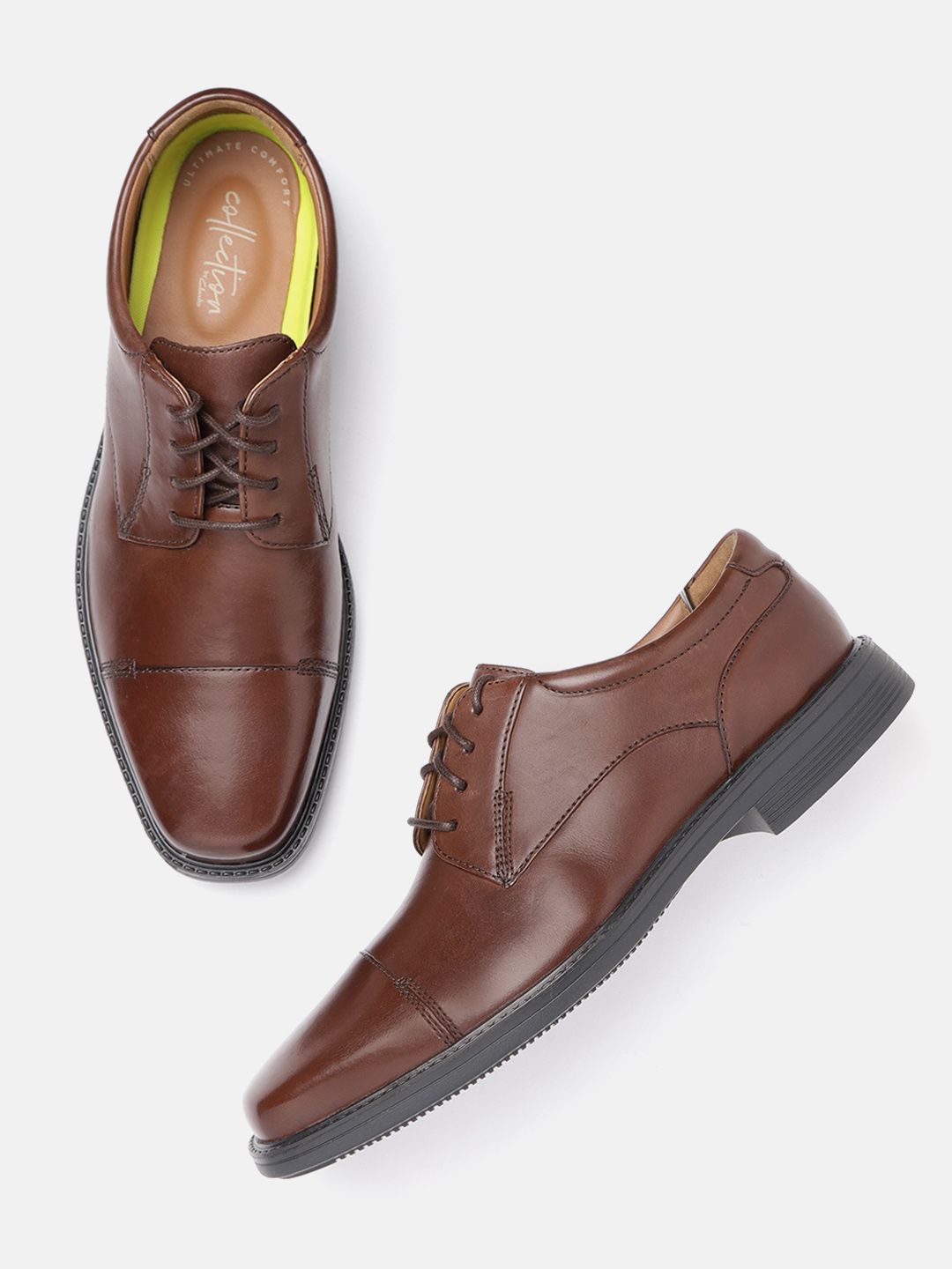 Clarks Men Brown Solid Leather Formal Derbys