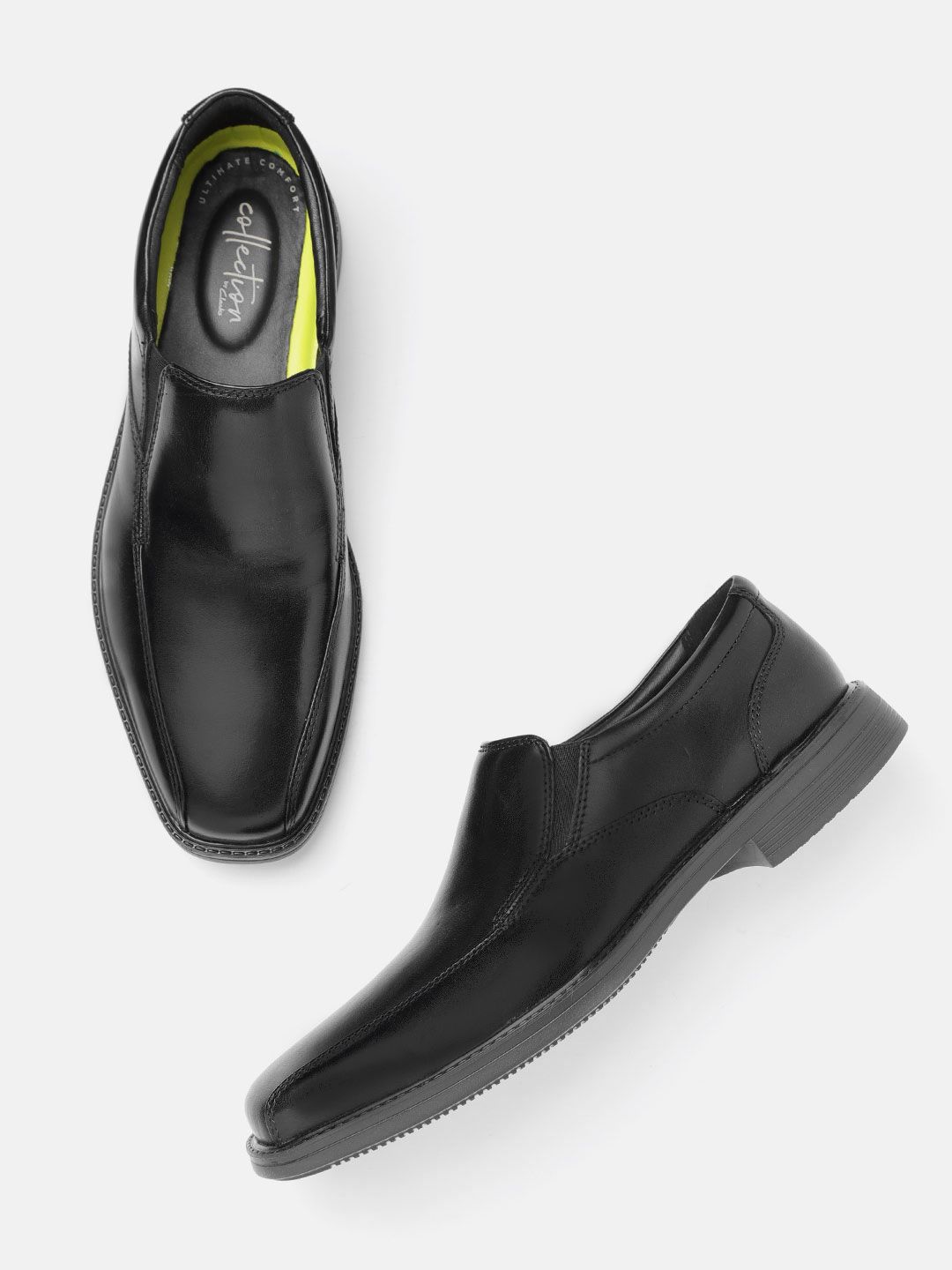 Clarks Men Black Solid Leather Formal Slip-Ons