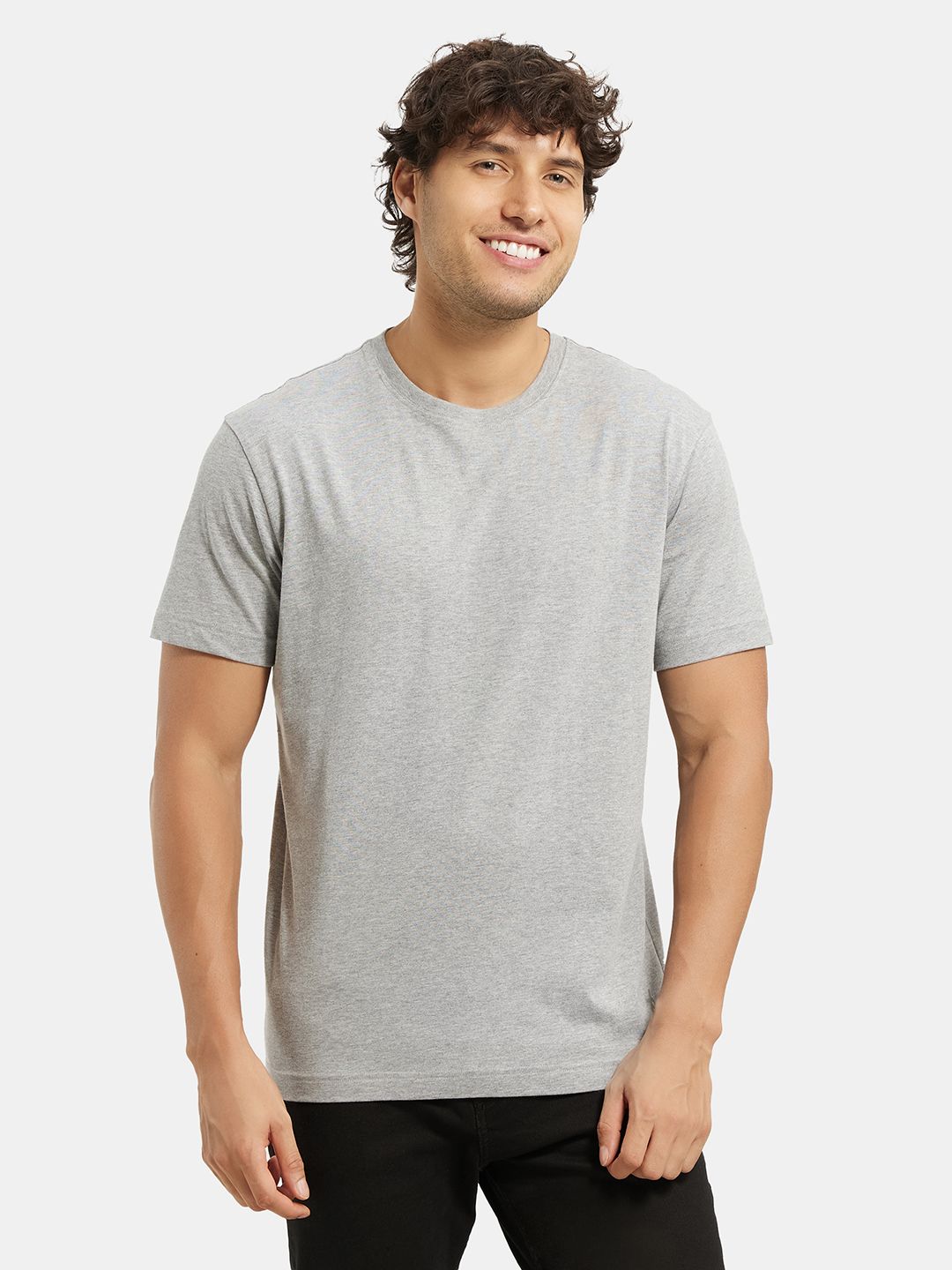 Jockey Men White Solid Round Neck T-shirt