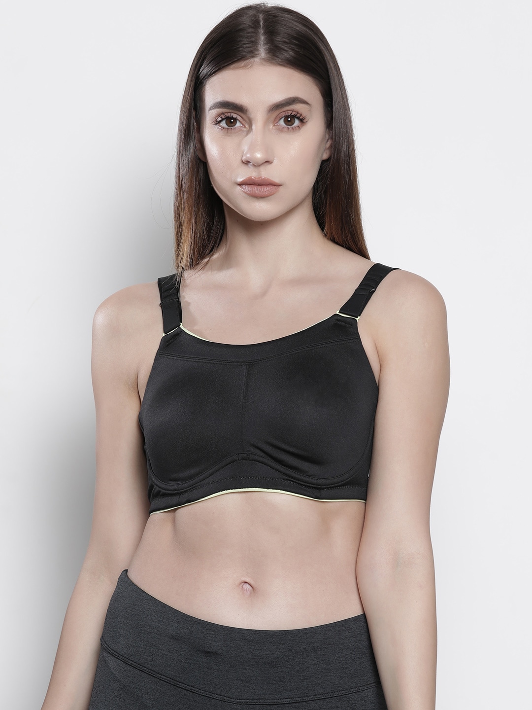 Marks & Spencer Black Solid Underwired Non Padded Sports Bra T336382 Price in India