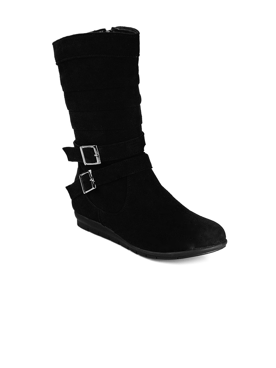 Bruno Manetti Women Black Suede Boots Price in India